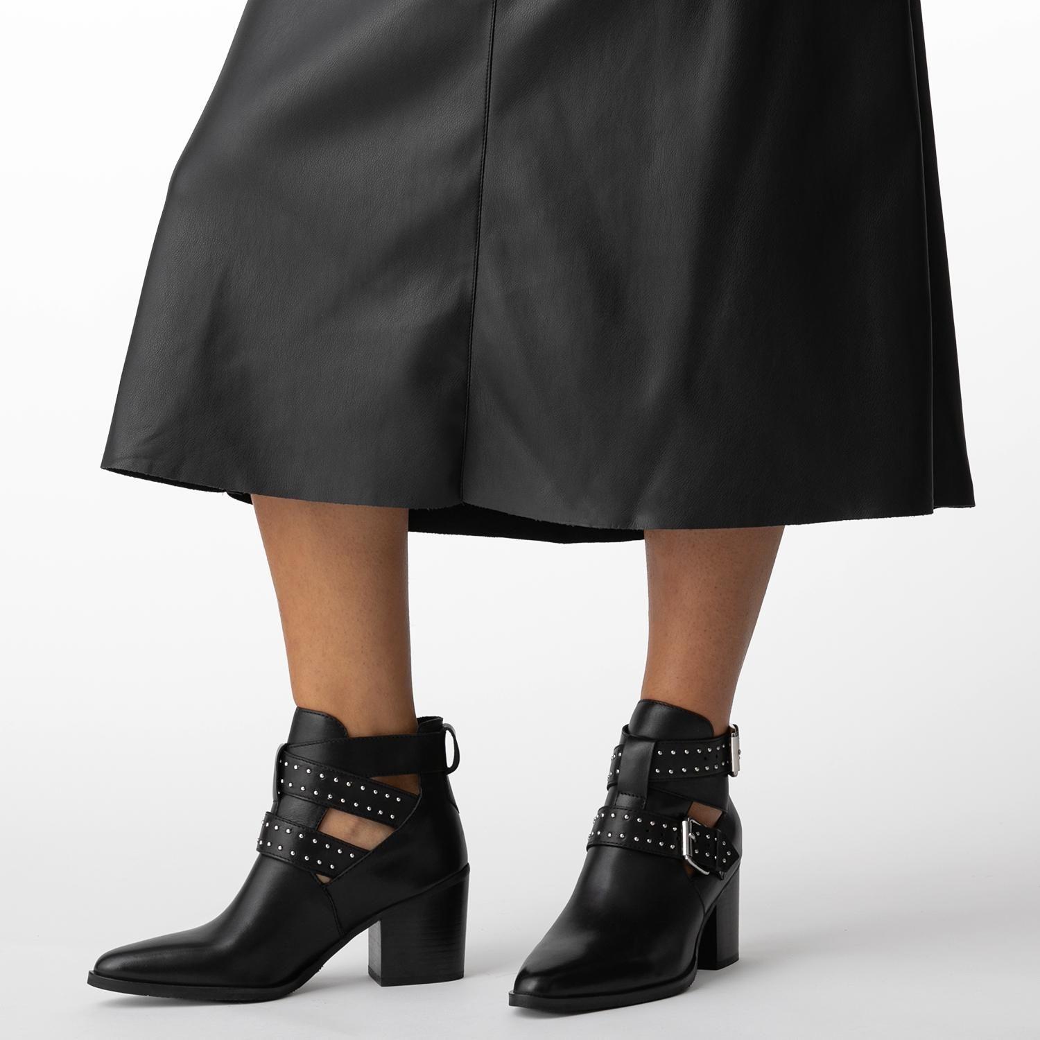 Botin de cuero mujer Gacel negro Bruna-1