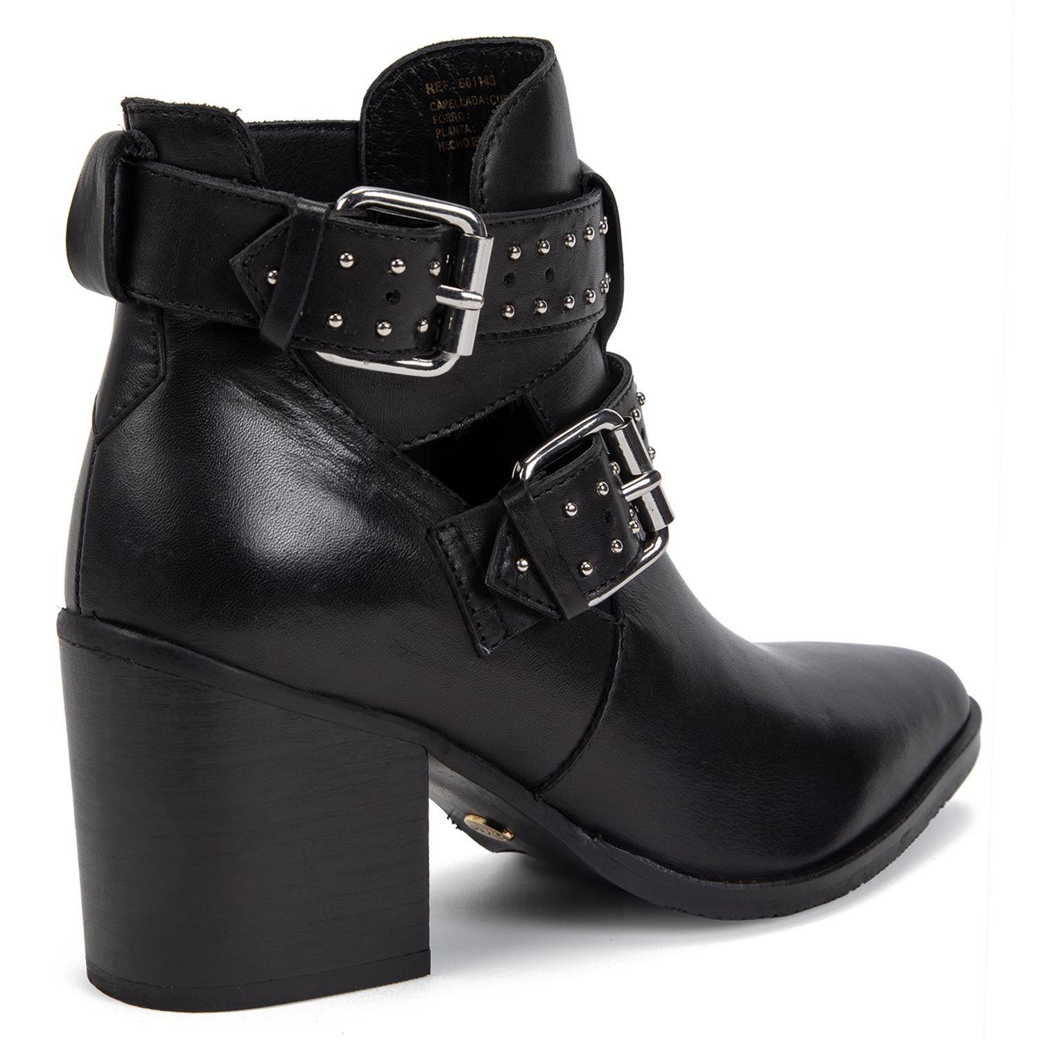 Botin de cuero mujer Gacel negro Bruna-3