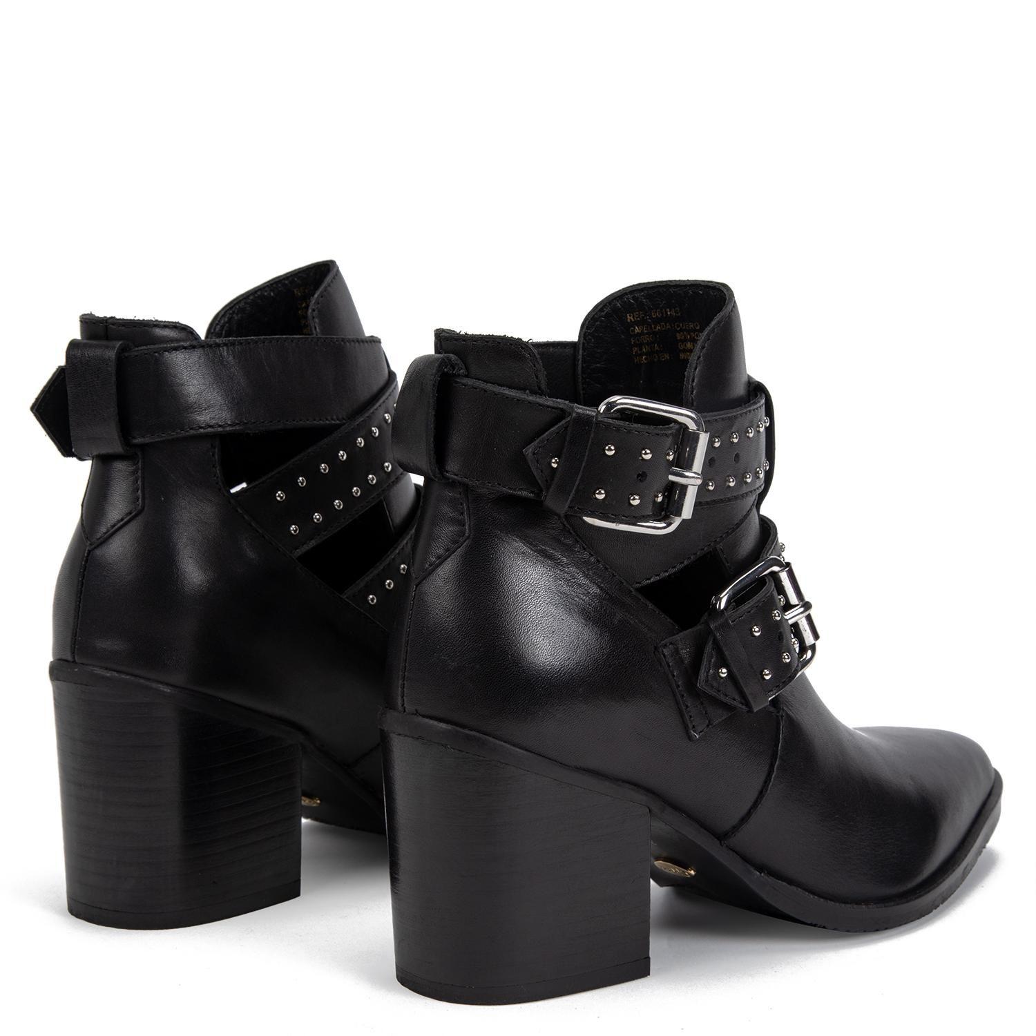 Botin de cuero mujer Gacel negro Bruna-4