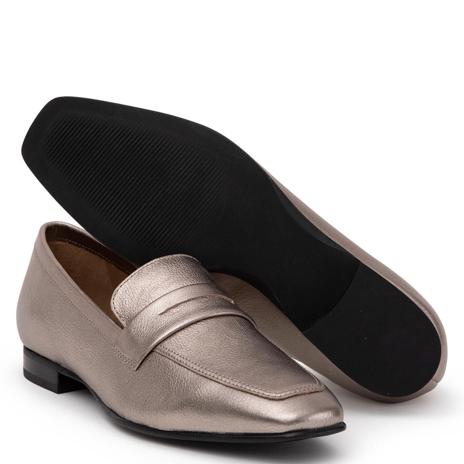 Mocasin de cuero mujer Gacel acero Cruxi 0660754-3