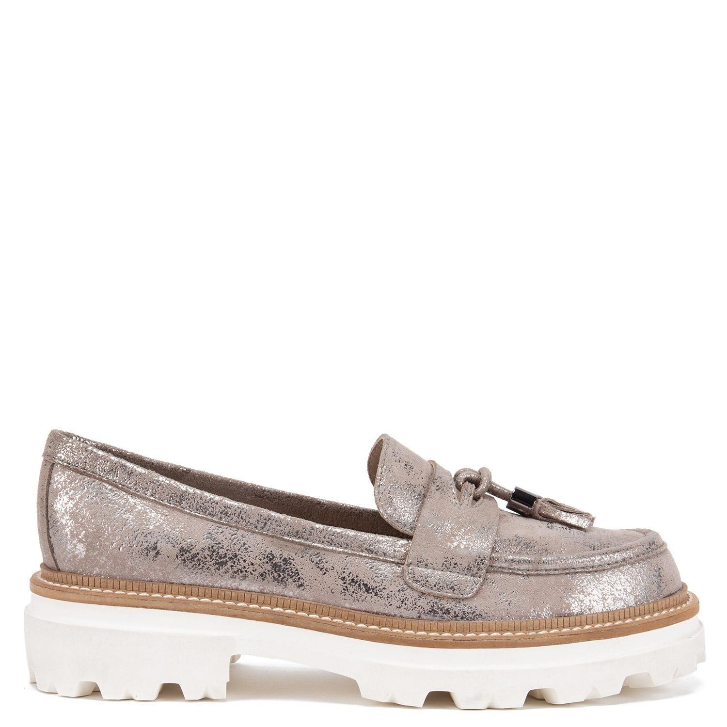 Mocasin de cuero mujer Gacel Plateado Eve-0