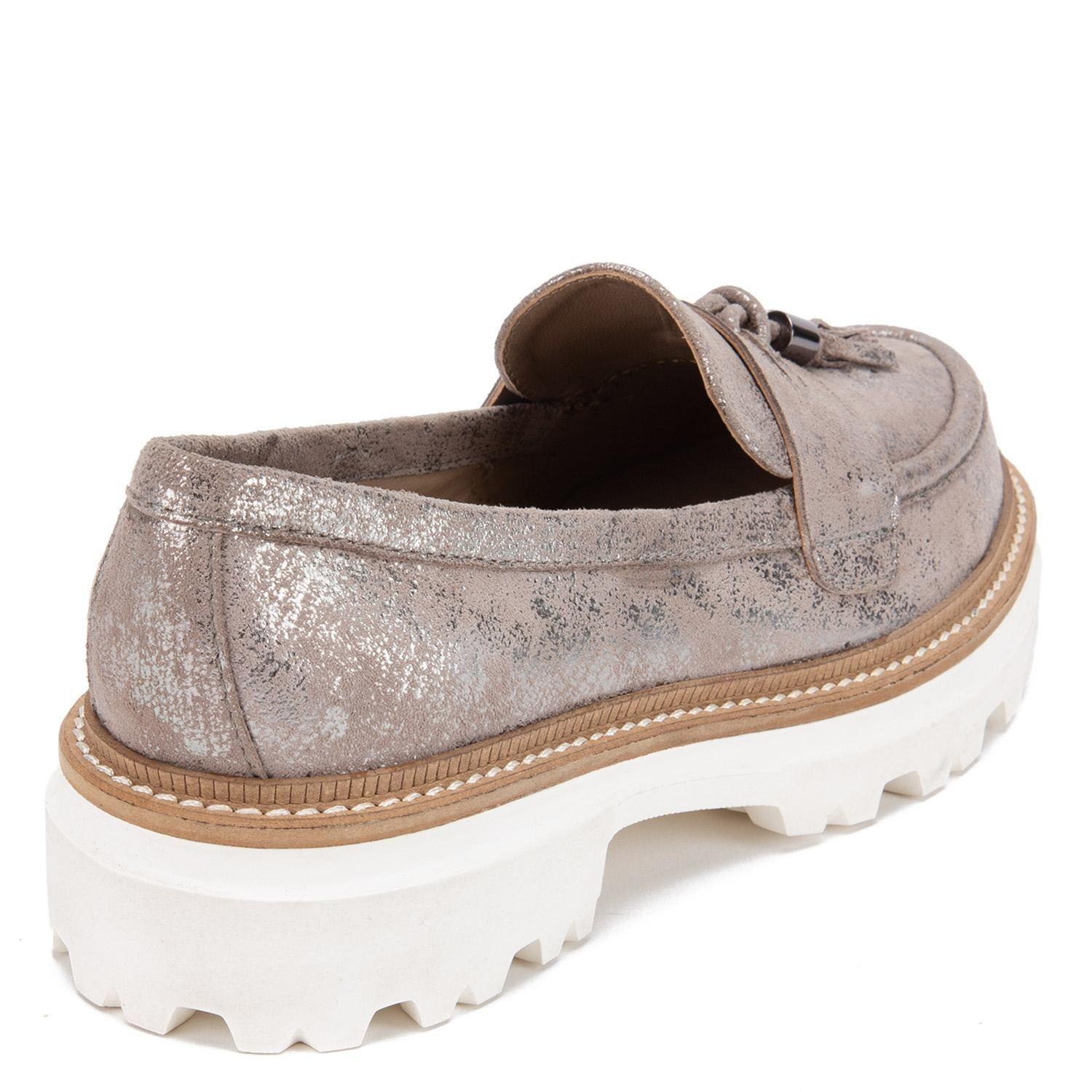 Mocasin de cuero mujer Gacel Plateado Eve-4