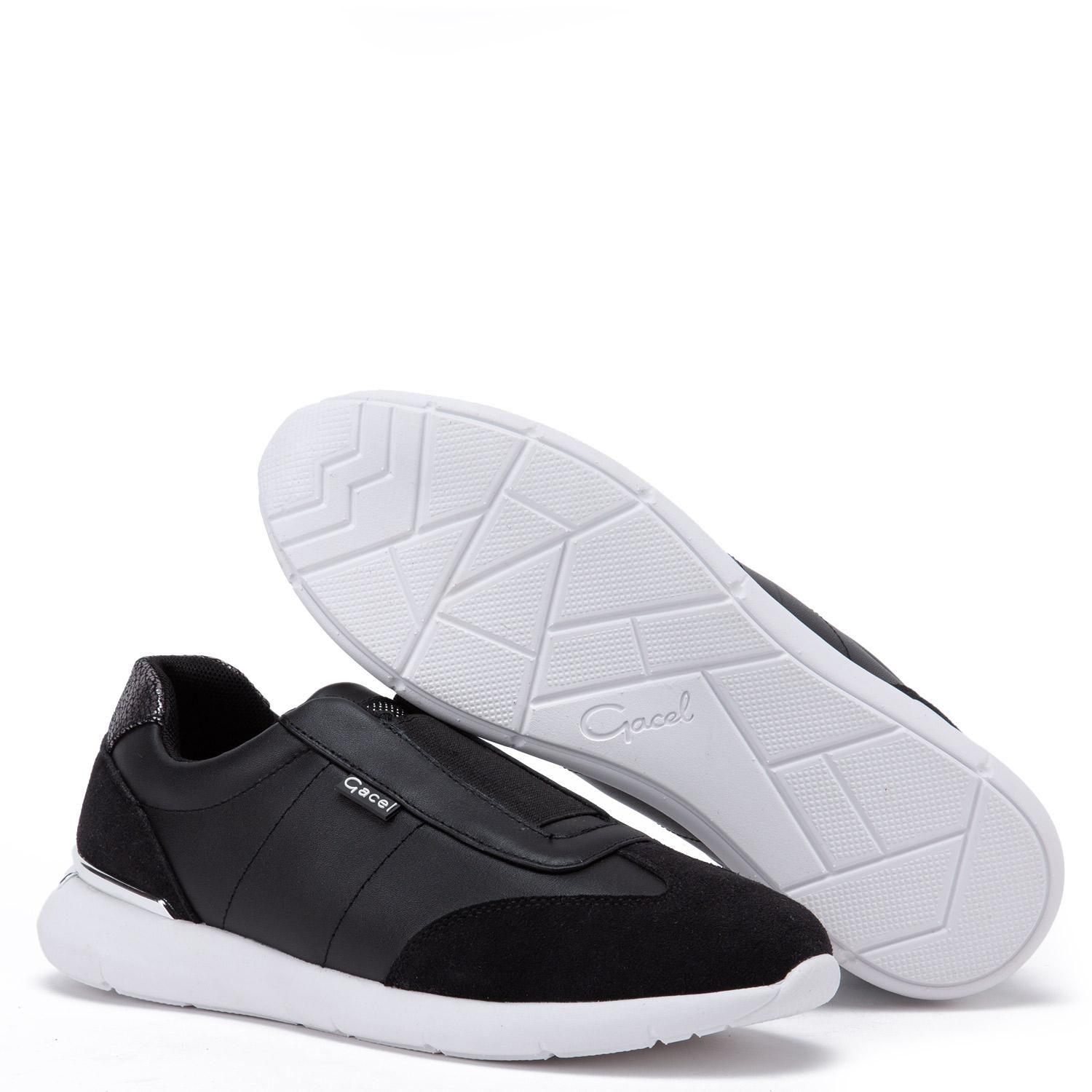 Zapatilla de cuero mujer Gacel negro Steffy-3
