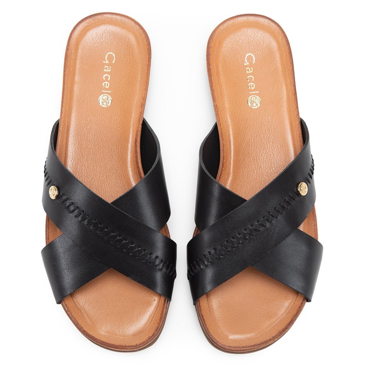 Sandalia de cuero mujer Gacel negro Fi-3