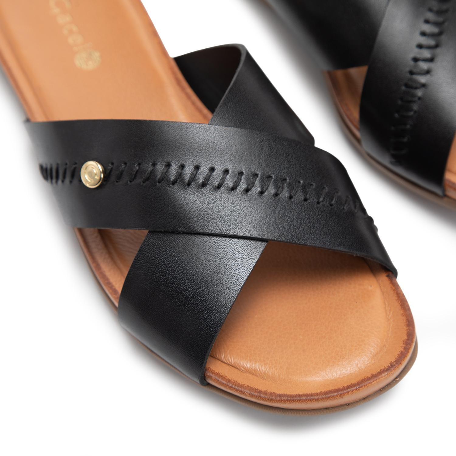 Sandalia de cuero mujer Gacel negro Fi-5
