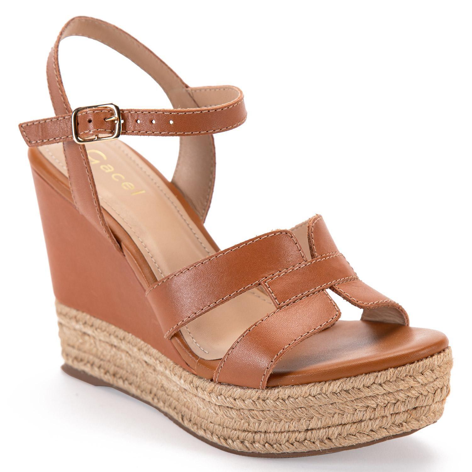 Sandalia de cuero mujer Gacel Camel Gilda 0659547-2