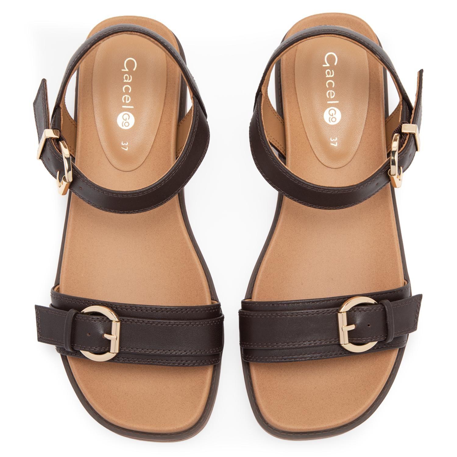 Sandalia de cuero mujer Gacel chocolate Misy-3