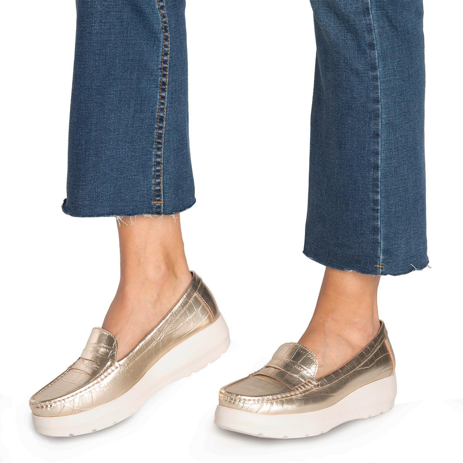 Mocasin de cuero mujer Gacel Dorado Locanda 0659611-1