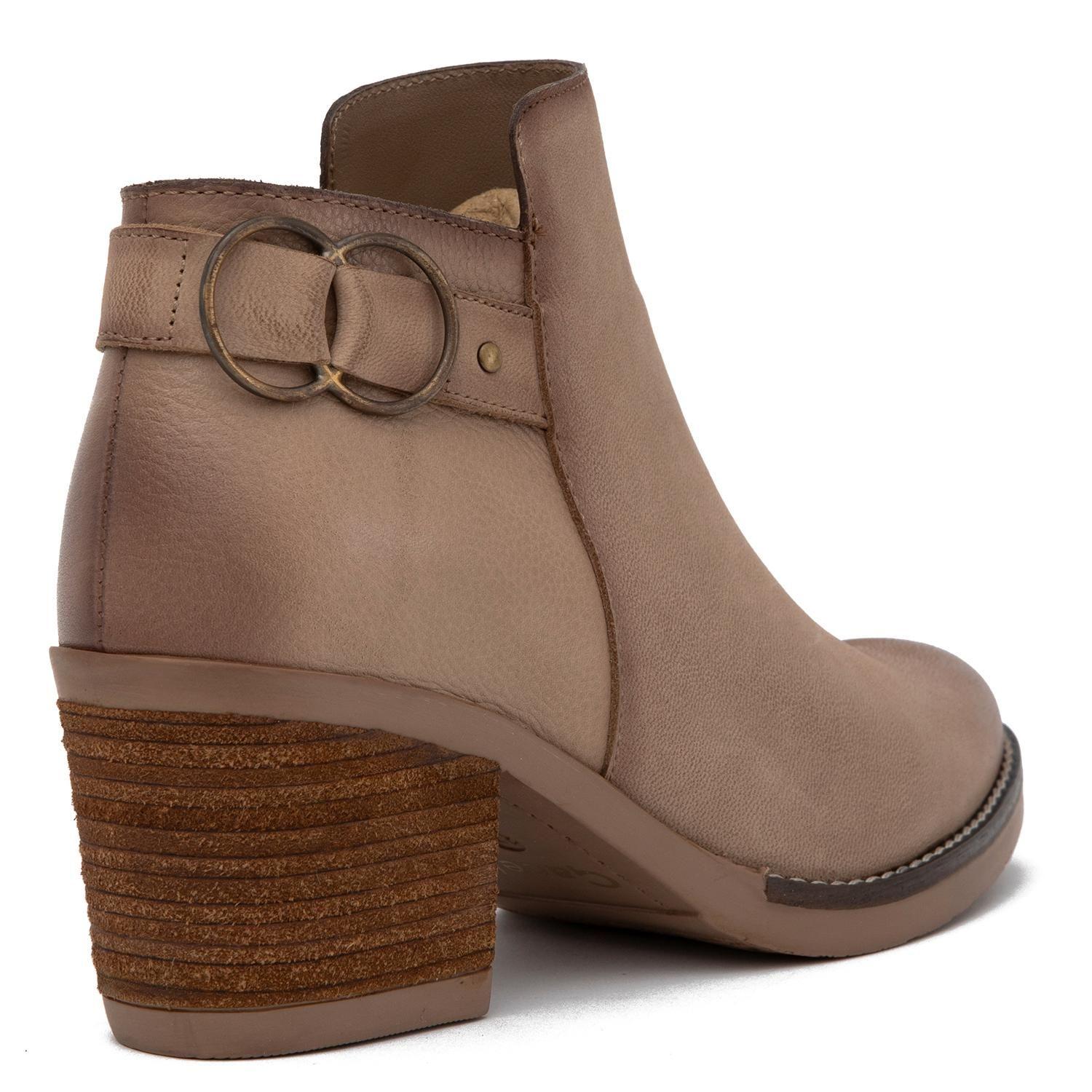 Botin de cuero mujer Gacel arena Piera-4