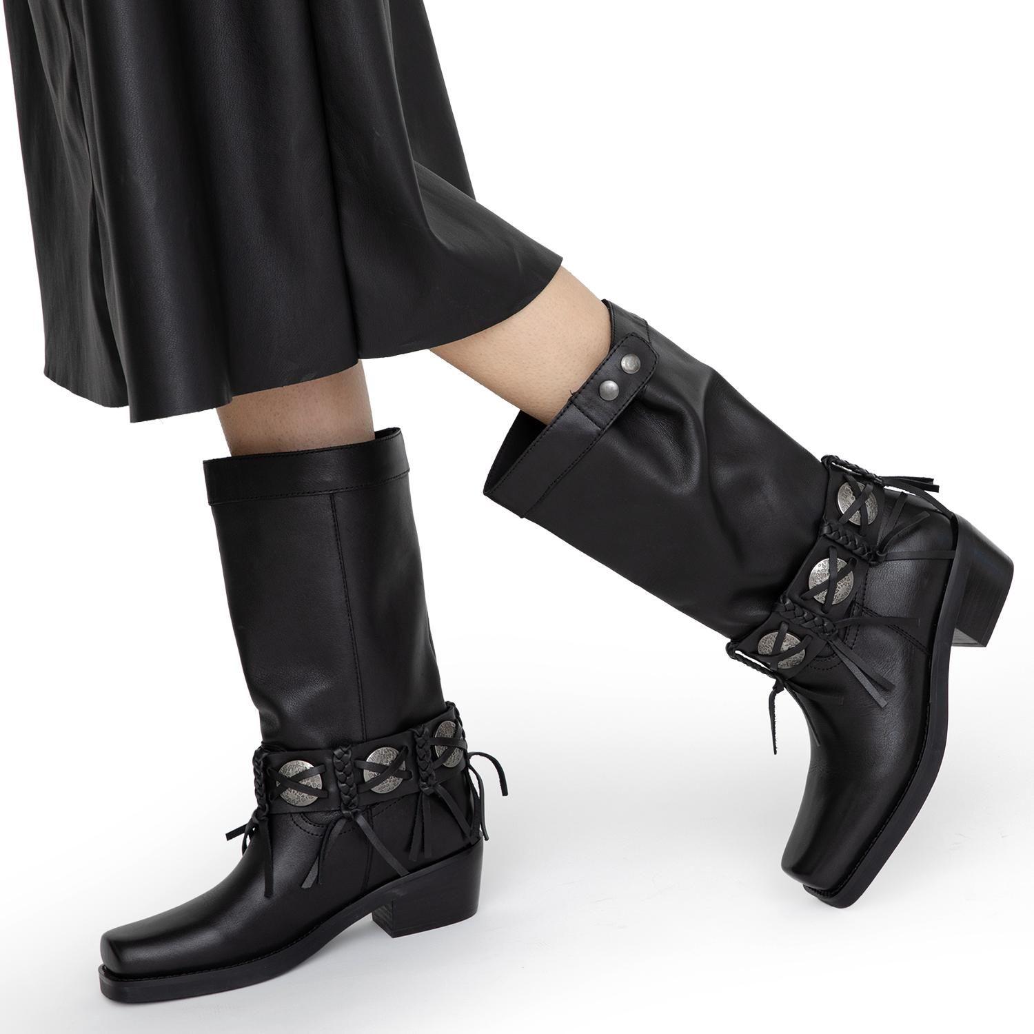 Bota de cuero mujer Gacel negro Juniper-1
