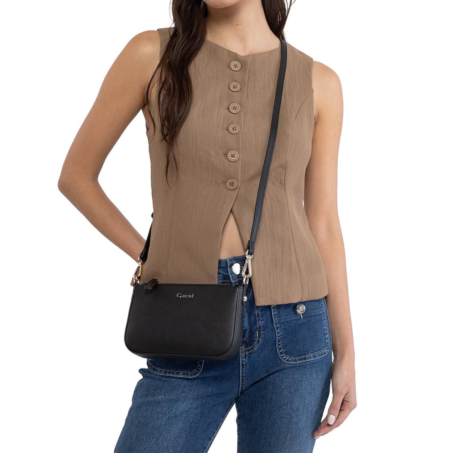 Cartera mujer Gacel negro bandolera pequeña-1