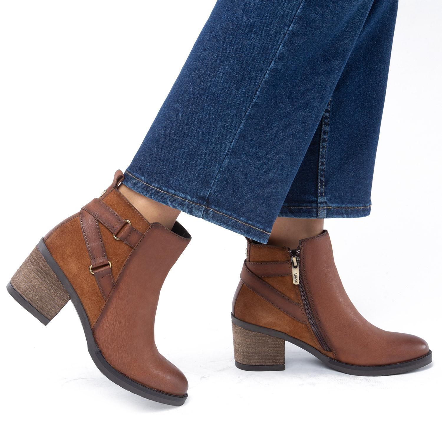 Botin de cuero mujer Gacel tostado Piera-1