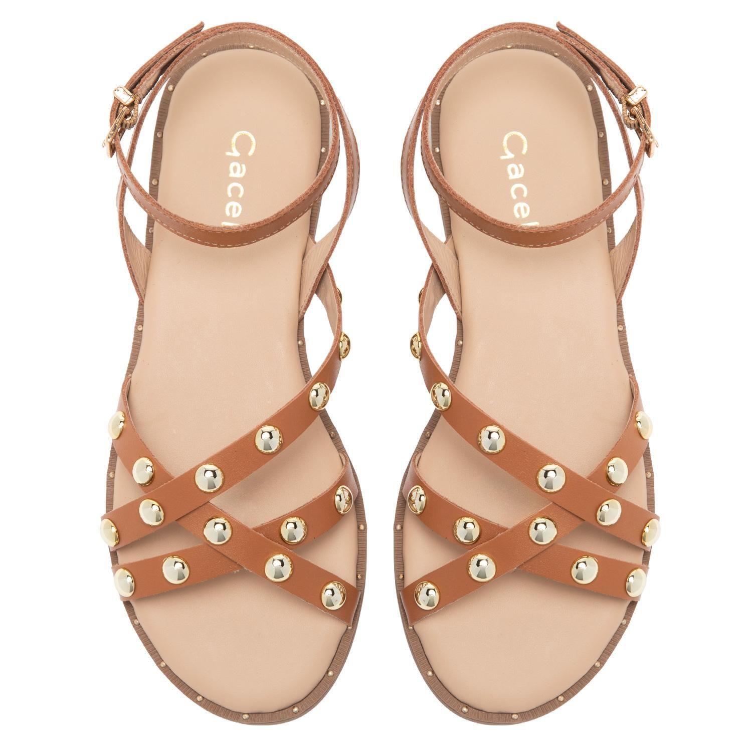 Sandalia de cuero mujer Gacel camel Nia-3