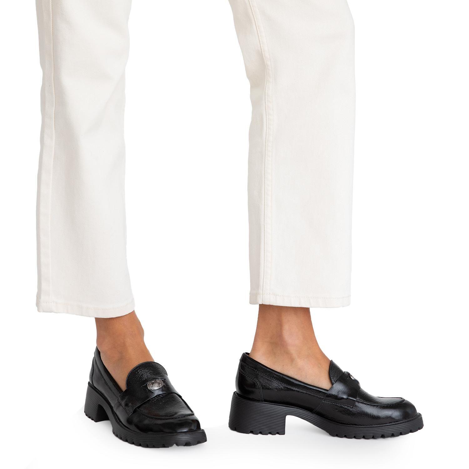 Mocasin de cuero mujer Gacel negro Belen 0660712-1