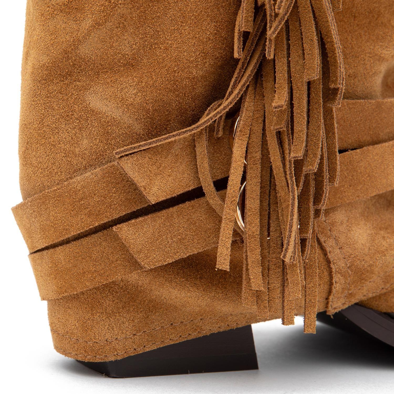 Botin de cuero mujer Gacel camel Zahara-3