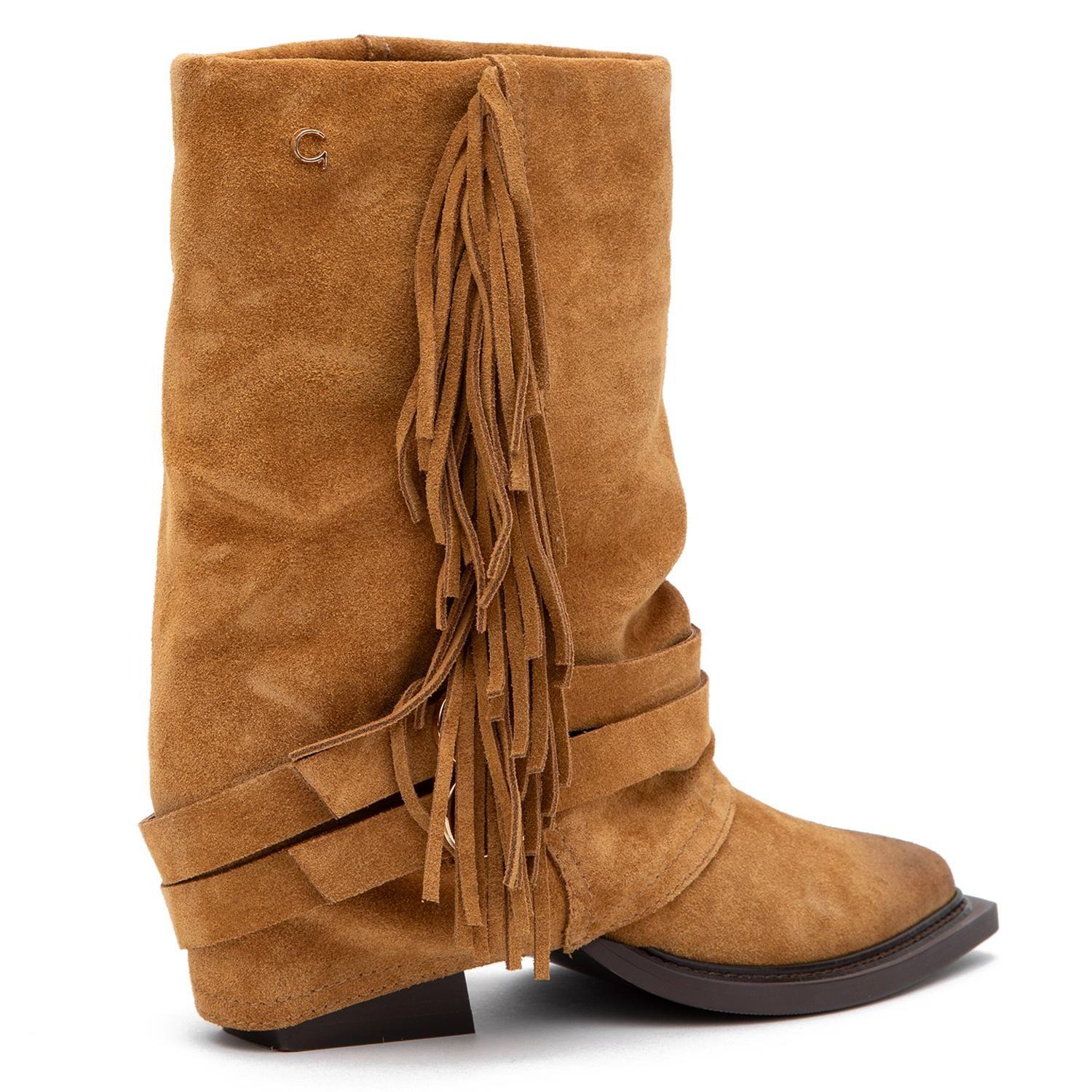 Botin de cuero mujer Gacel camel Zahara-4