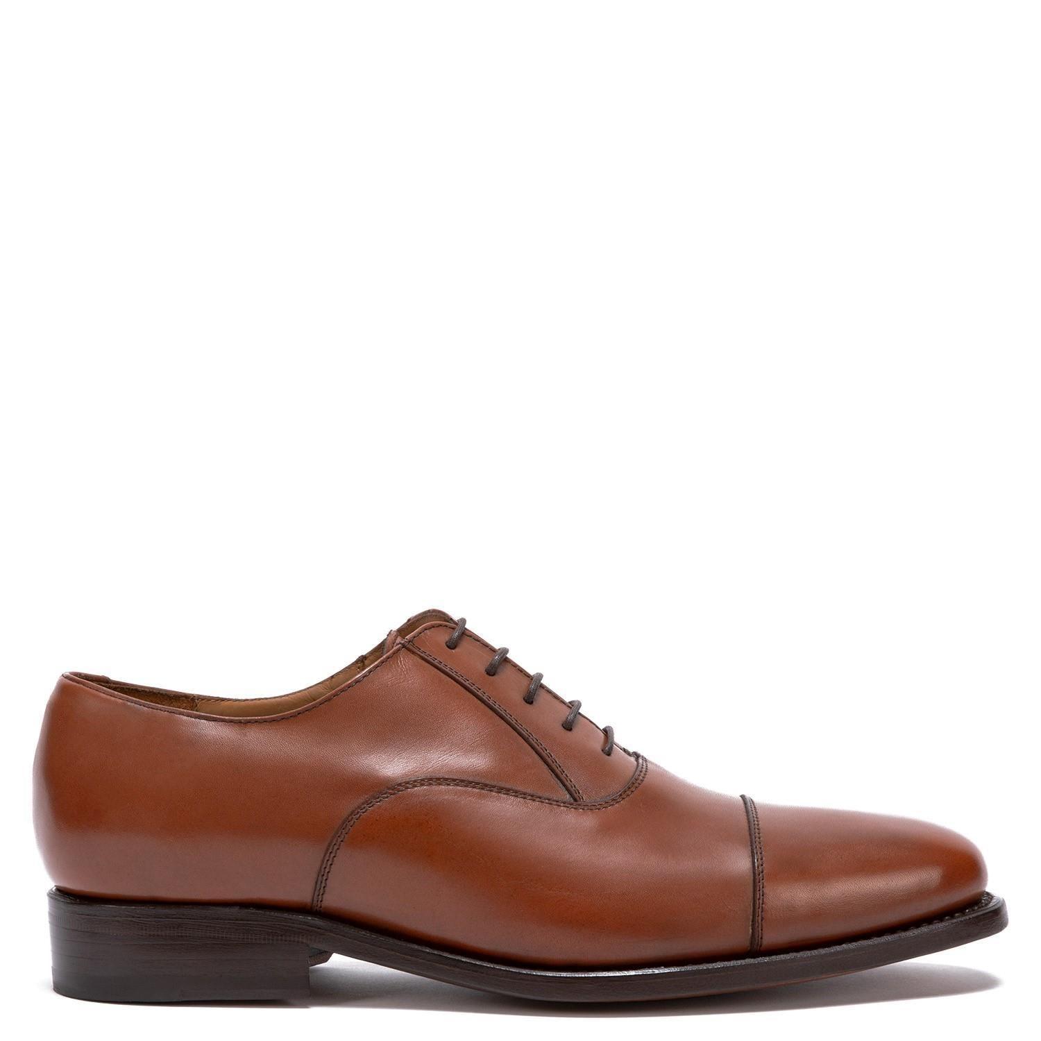 Zapato de cuero hombre Guante brandy Suela Punteado-0