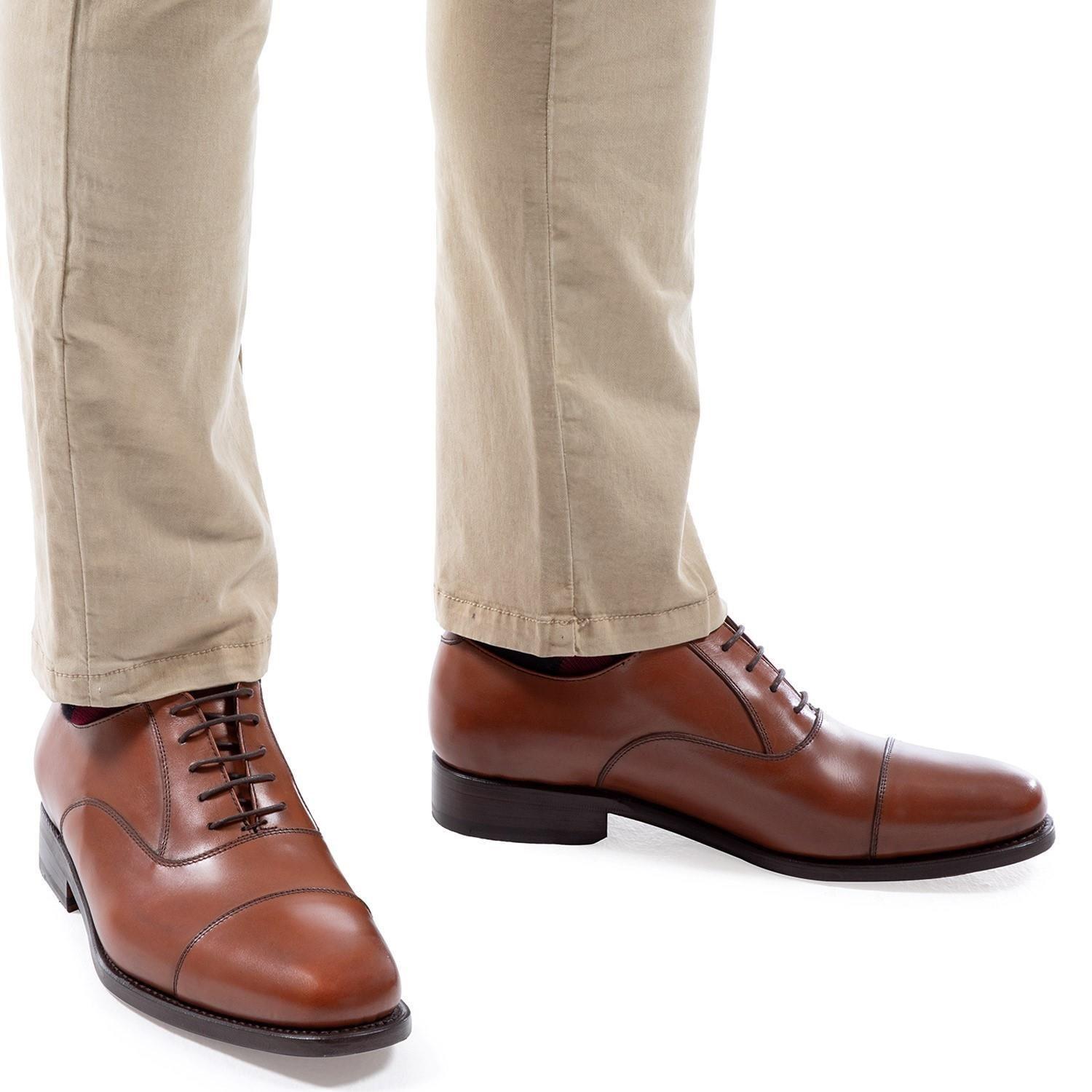 Zapato de cuero hombre Guante brandy Suela Punteado-1