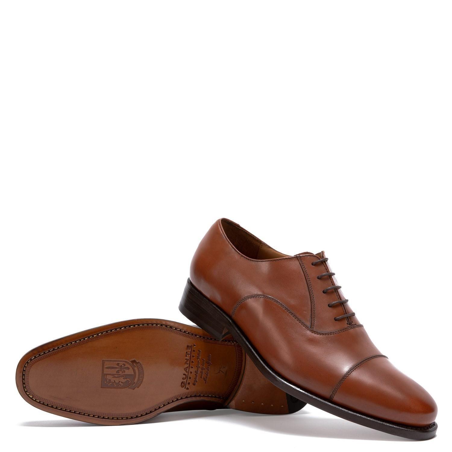 Zapato de cuero hombre Guante brandy Suela Punteado-3