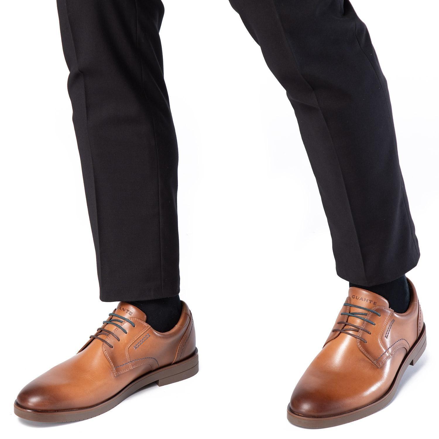 Zapato de cuero hombre Guante Camel Dijon 0035530-1