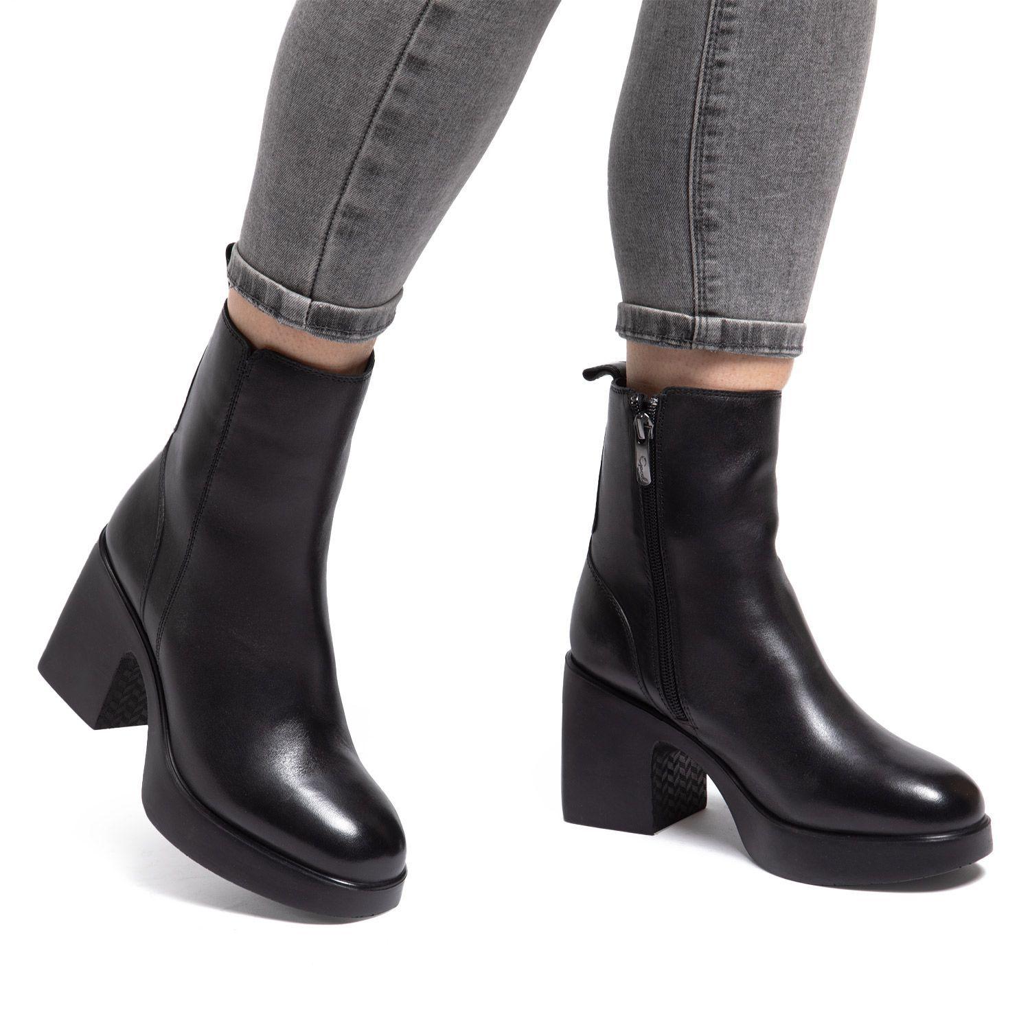 Botin de cuero mujer Gacel Negro Gaia 0659210-1