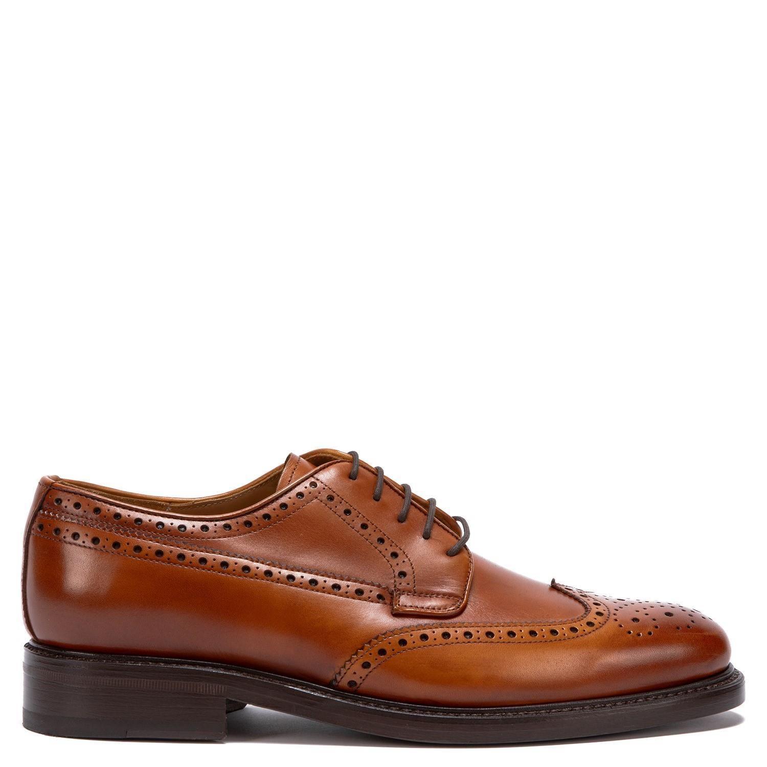 Zapato de cuero hombre Guante brandy Suela Punteado-0
