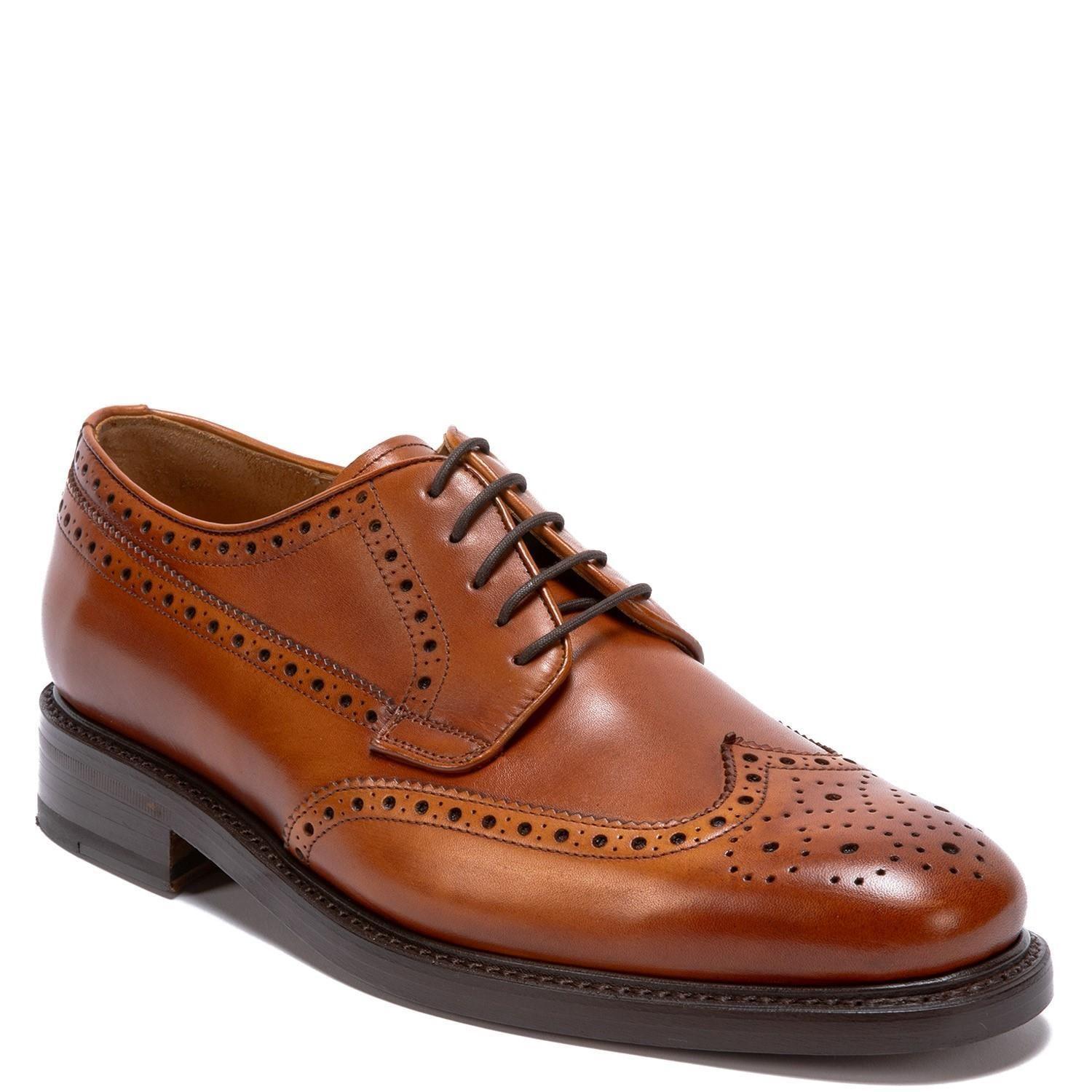 Zapato de cuero hombre Guante brandy Suela Punteado-2