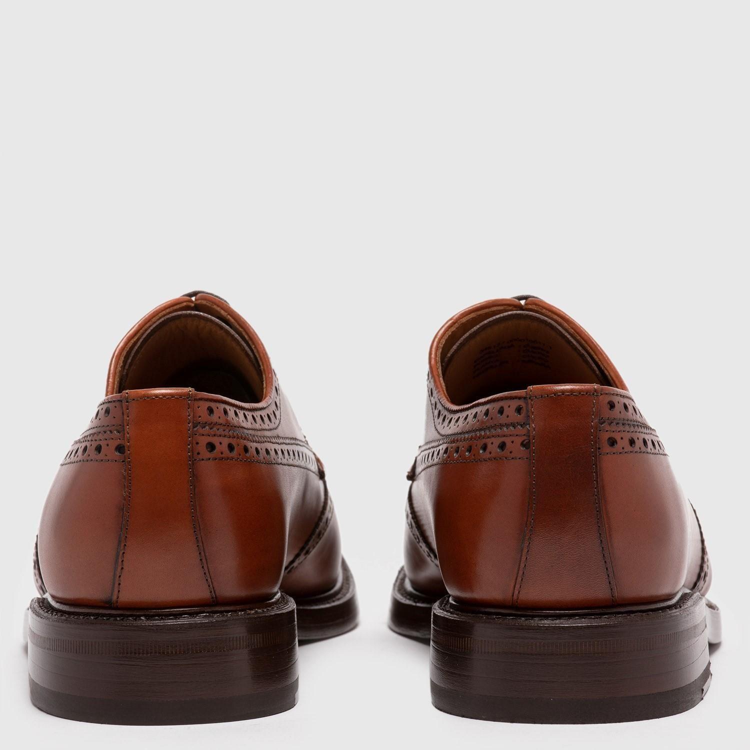 Zapato de cuero hombre Guante brandy Suela Punteado-5