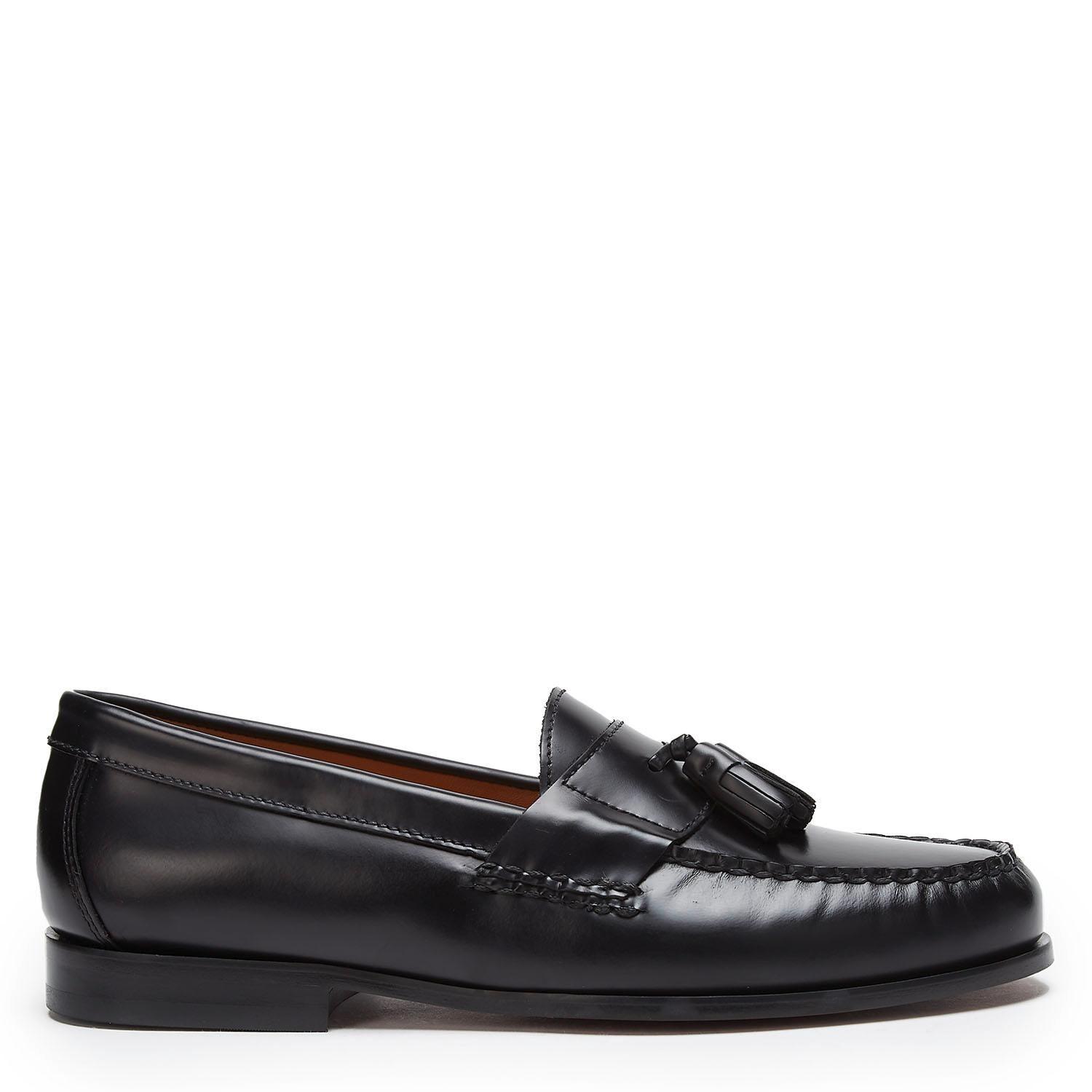 Mocasin de cuero hombre Guante negro Suela-0