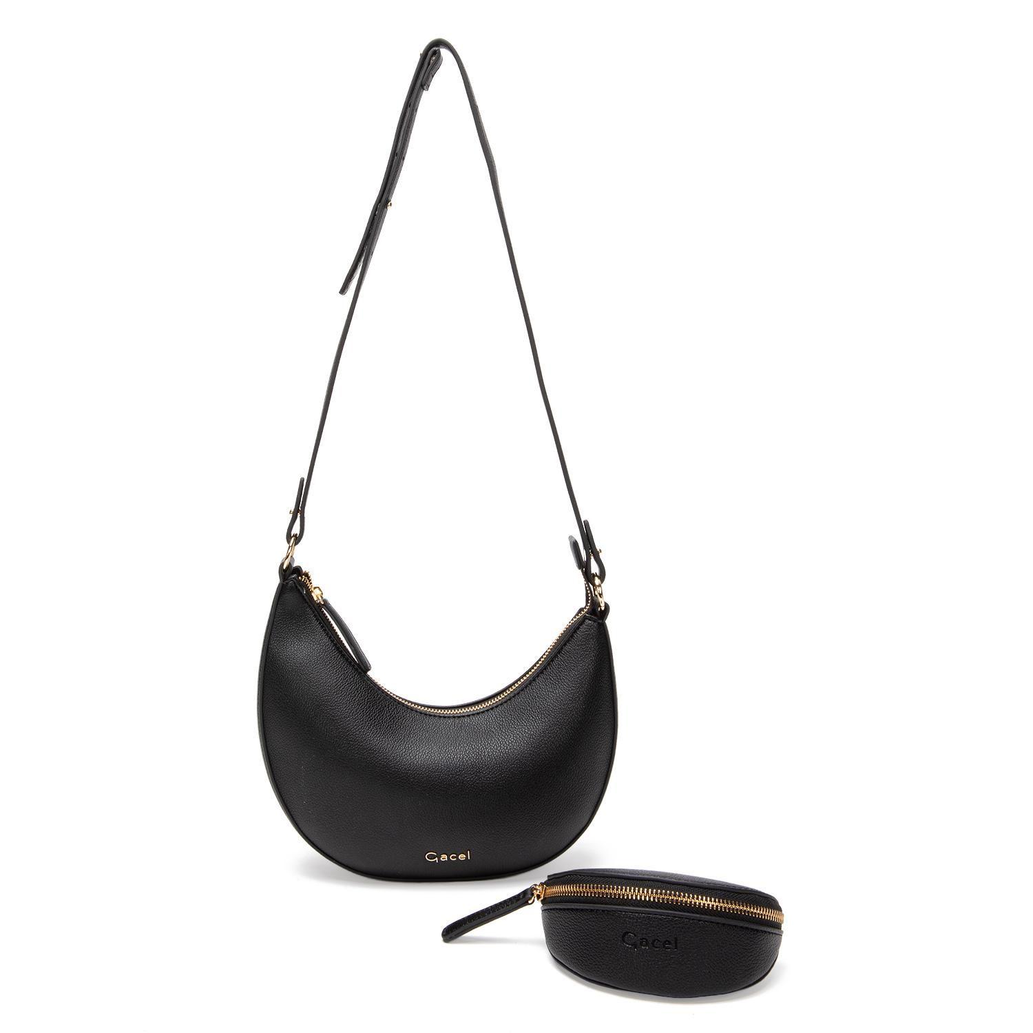 Cartera mujer Gacel negro bandolera grande-0