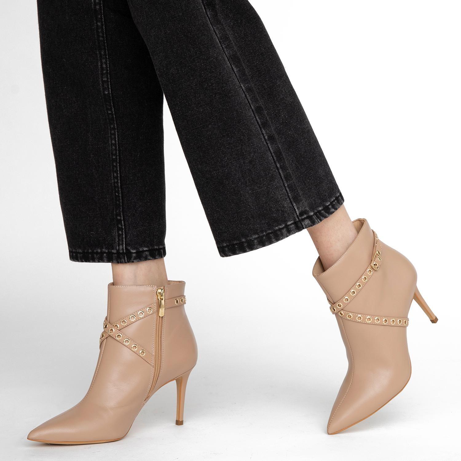 Botin de cuero mujer Gacel nude Rania-1