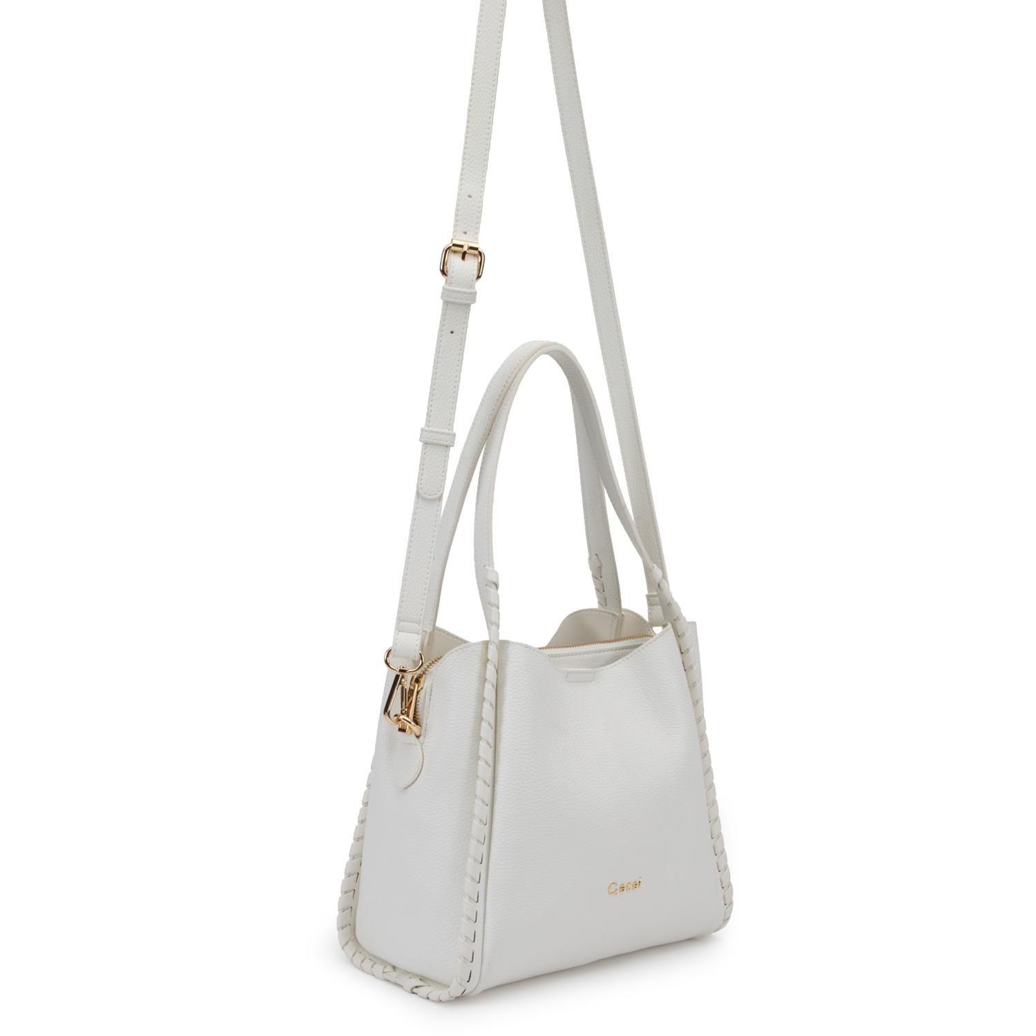Cartera mujer Gacel blanco dos asas pequeña-2