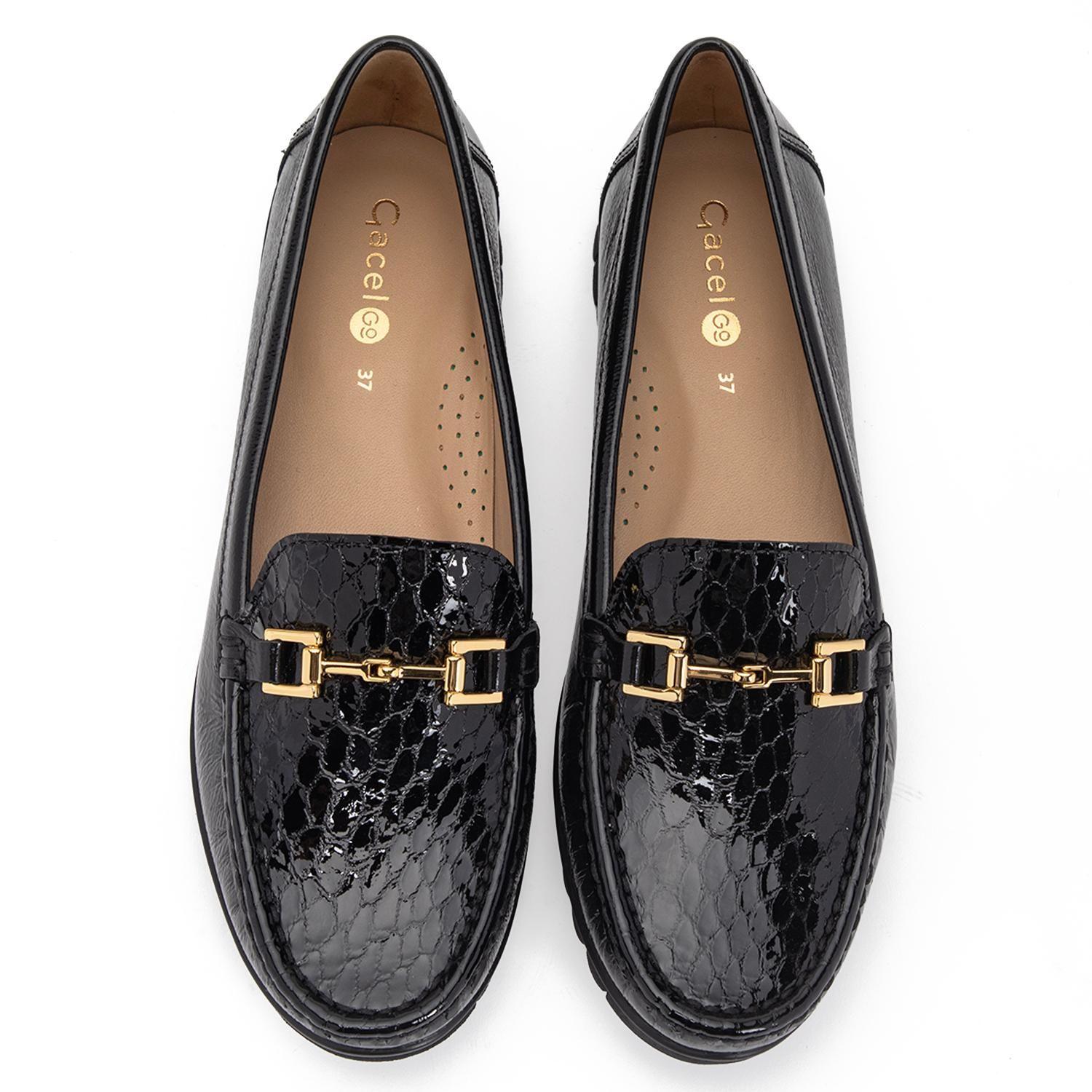 Mocasin de cuero mujer Gacel negro Trini 0661460-3