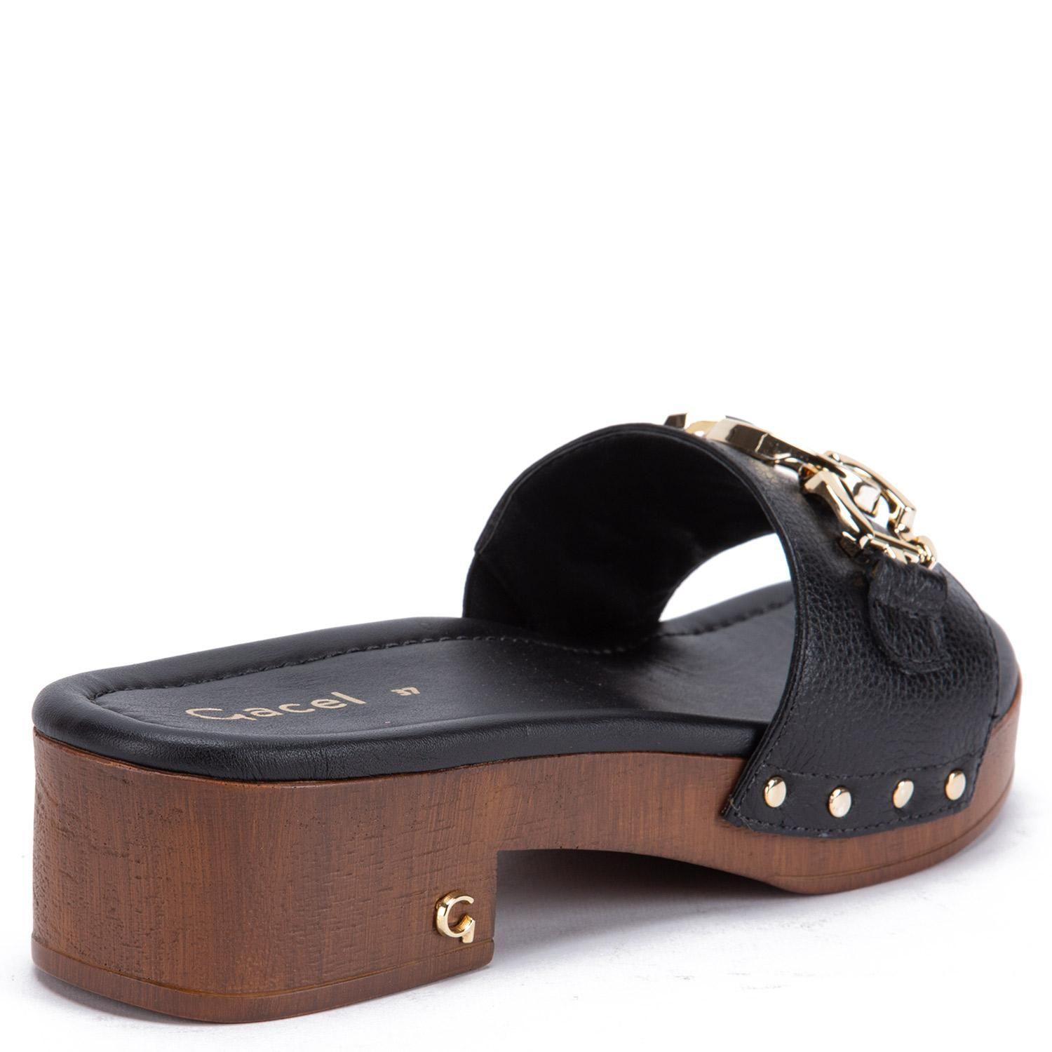 Sandalia de cuero mujer Gacel Negro Riley 0660570-4