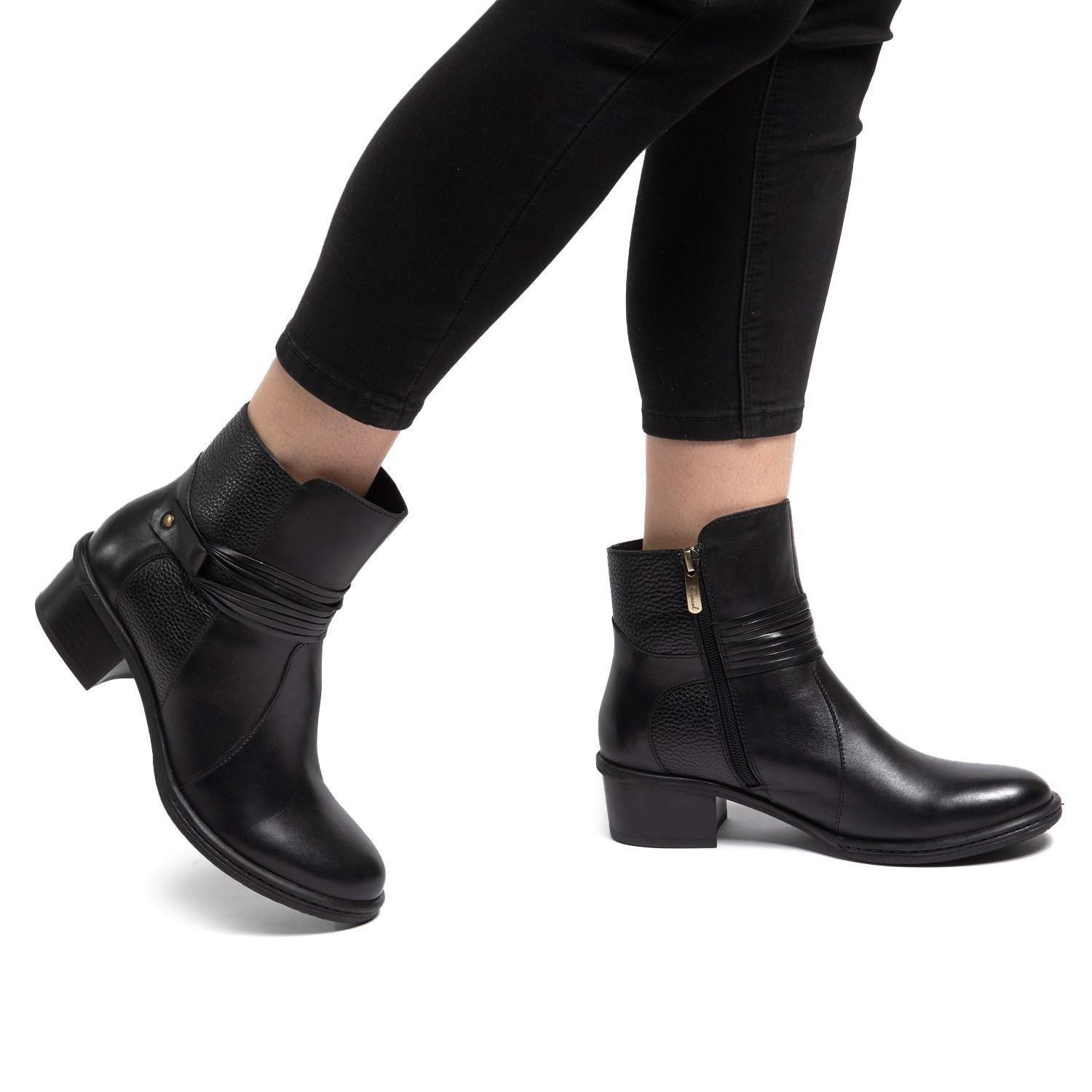Botin de cuero mujer Gacel Negro Fabiana 0658578-1