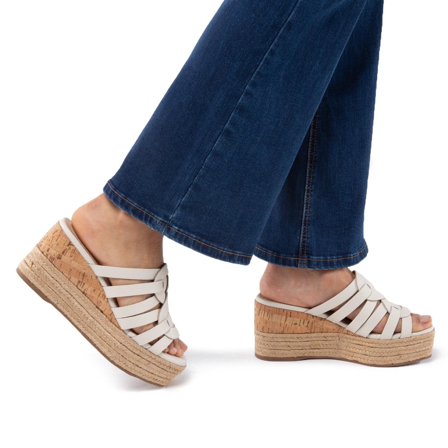 Sandalia de cuero mujer Gacel crema Eduarda-1