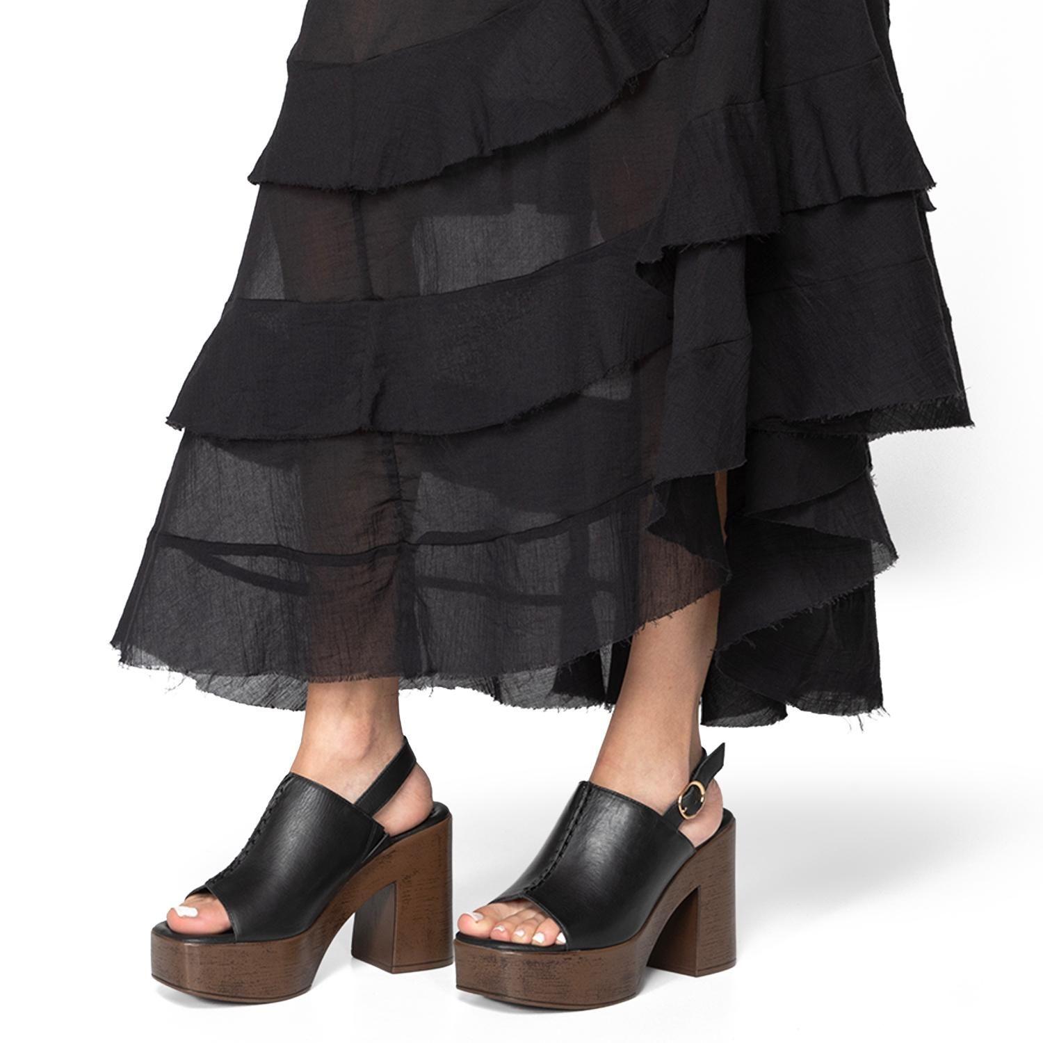 Sandalia de cuero mujer Gacel negro Flo-1