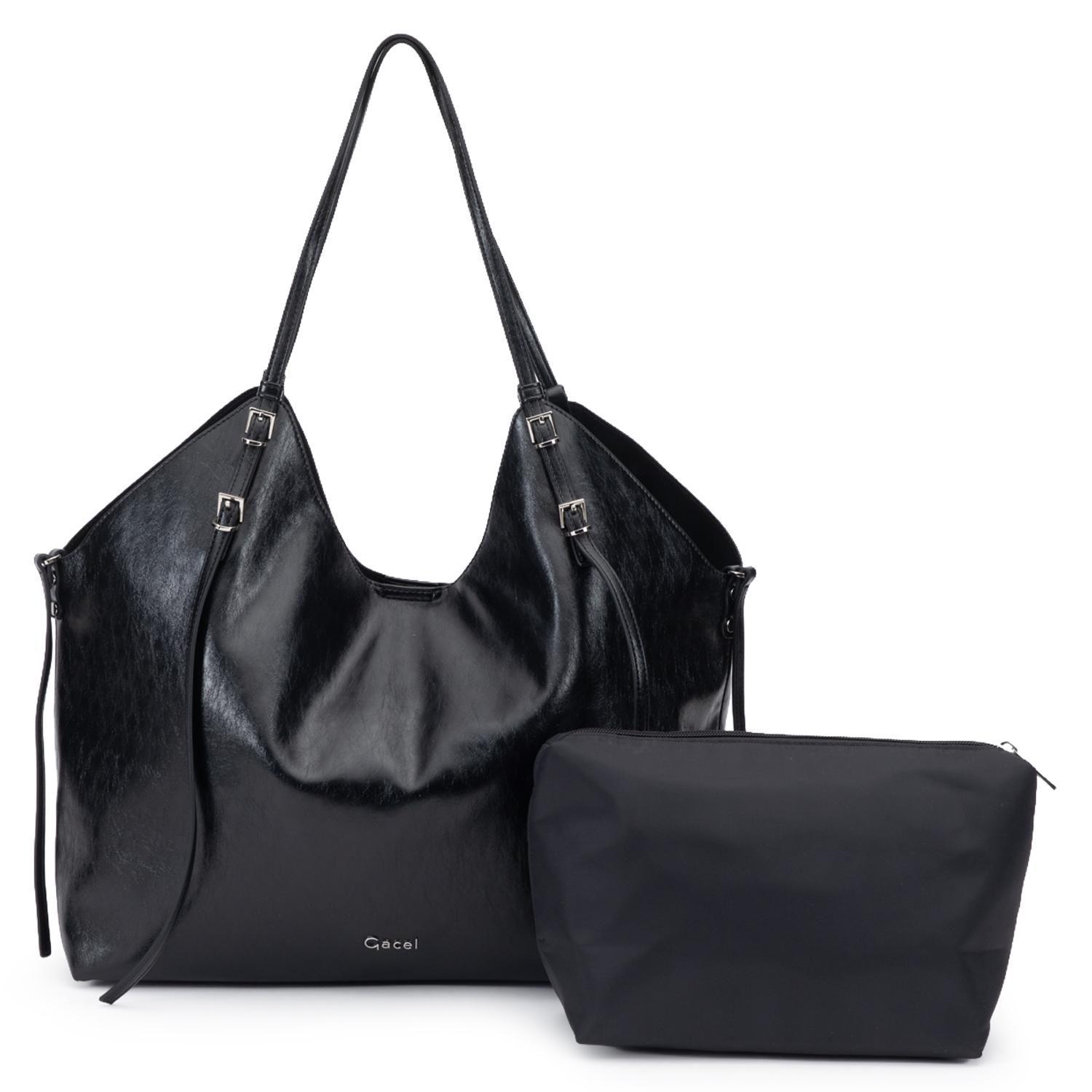Cartera mujer Gacel negro dos asas grande-0
