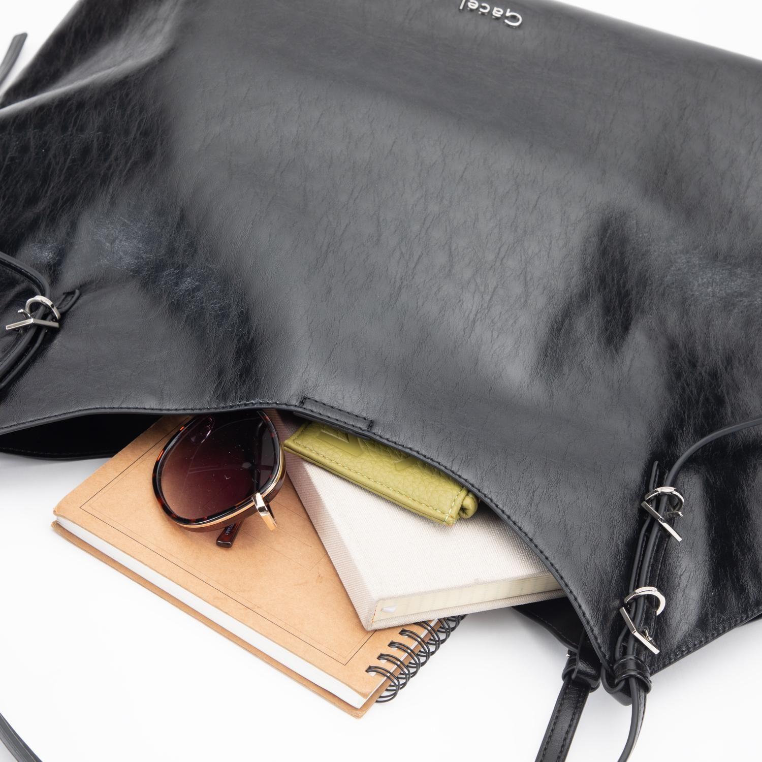 Cartera mujer Gacel negro dos asas grande-9
