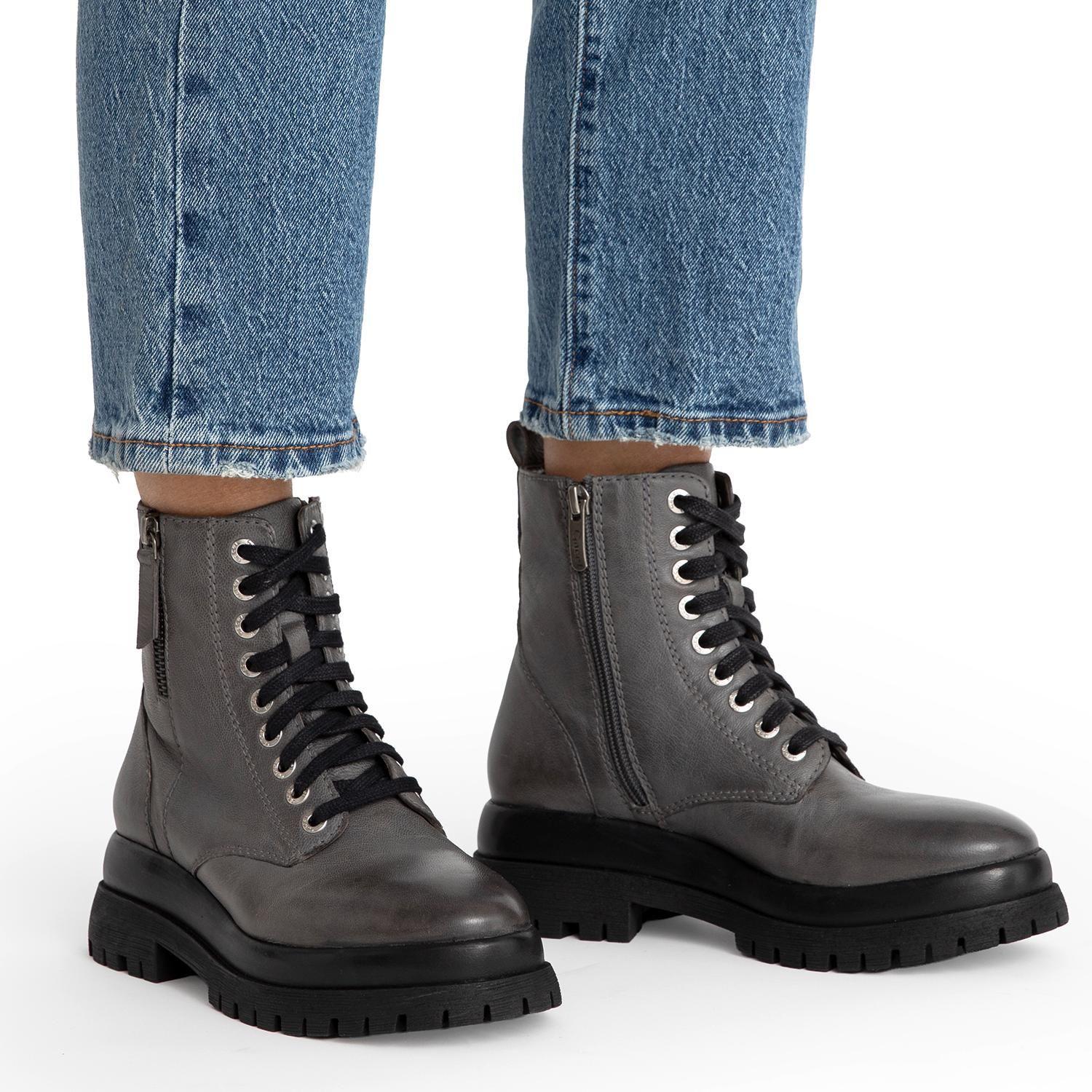 Botin de cuero mujer Gacel acero Sarah-1