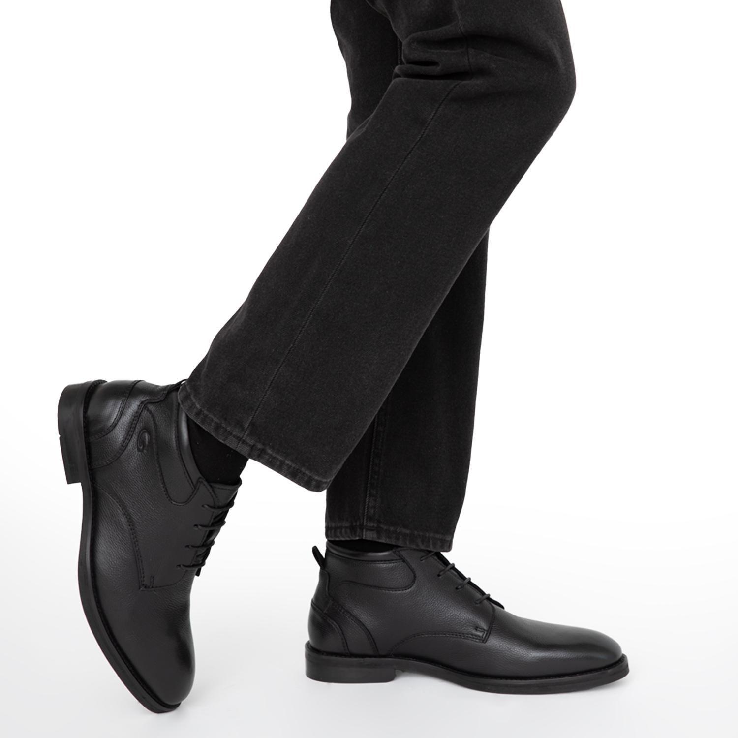 Botin de cuero hombre Guante negro Burdeos-1