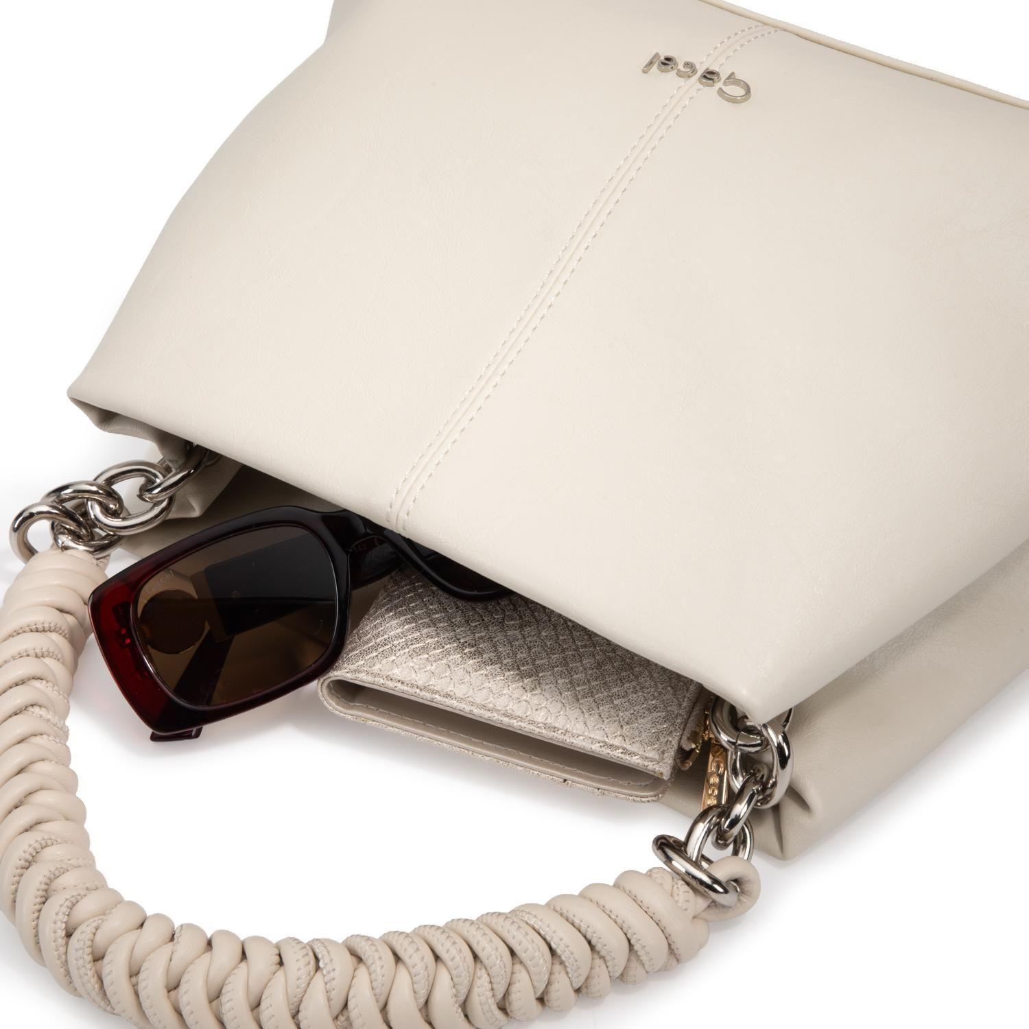 Cartera mujer Gacel off white bandolera grande-7
