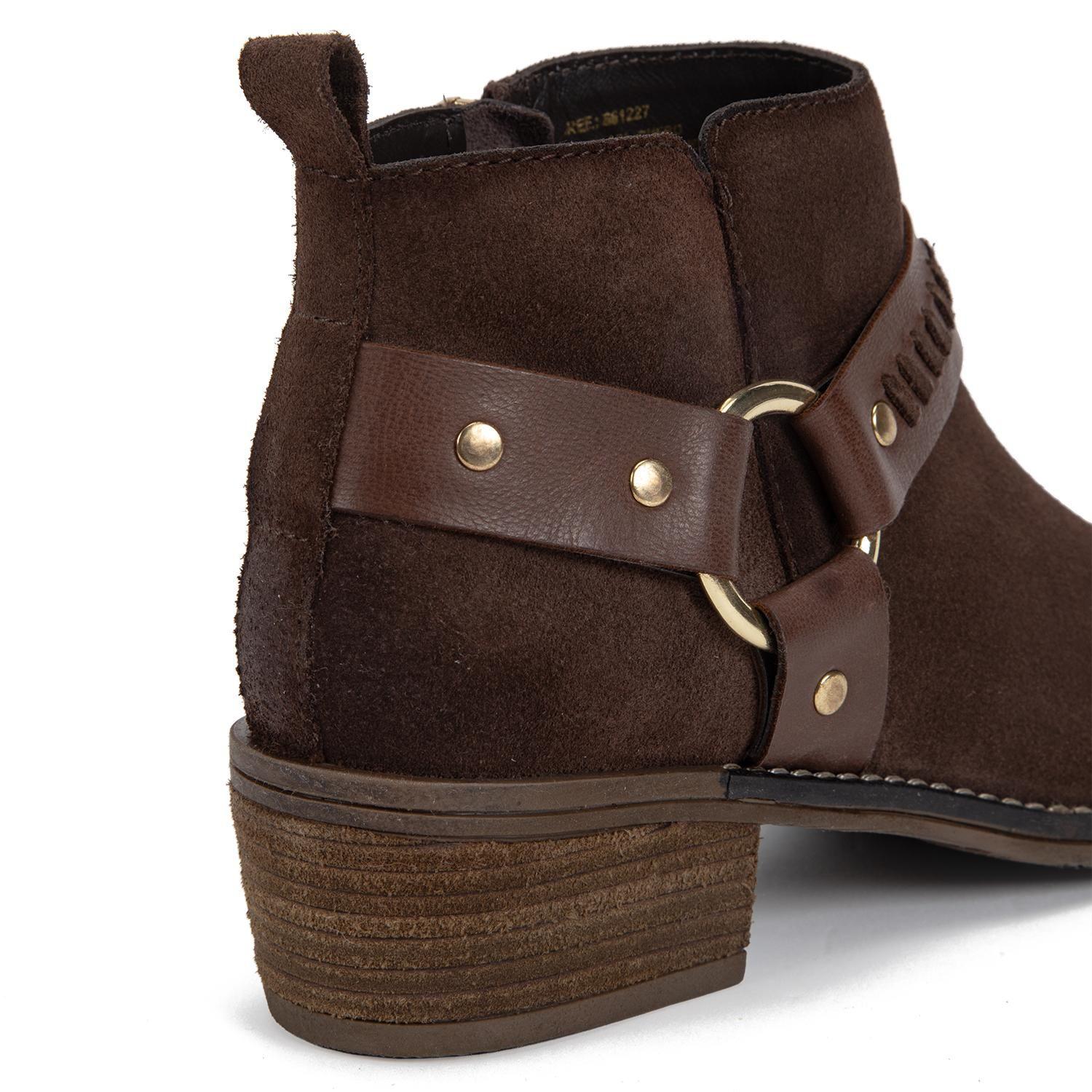 Bootie de cuero mujer Gacel chocolate Gina 0661227-3