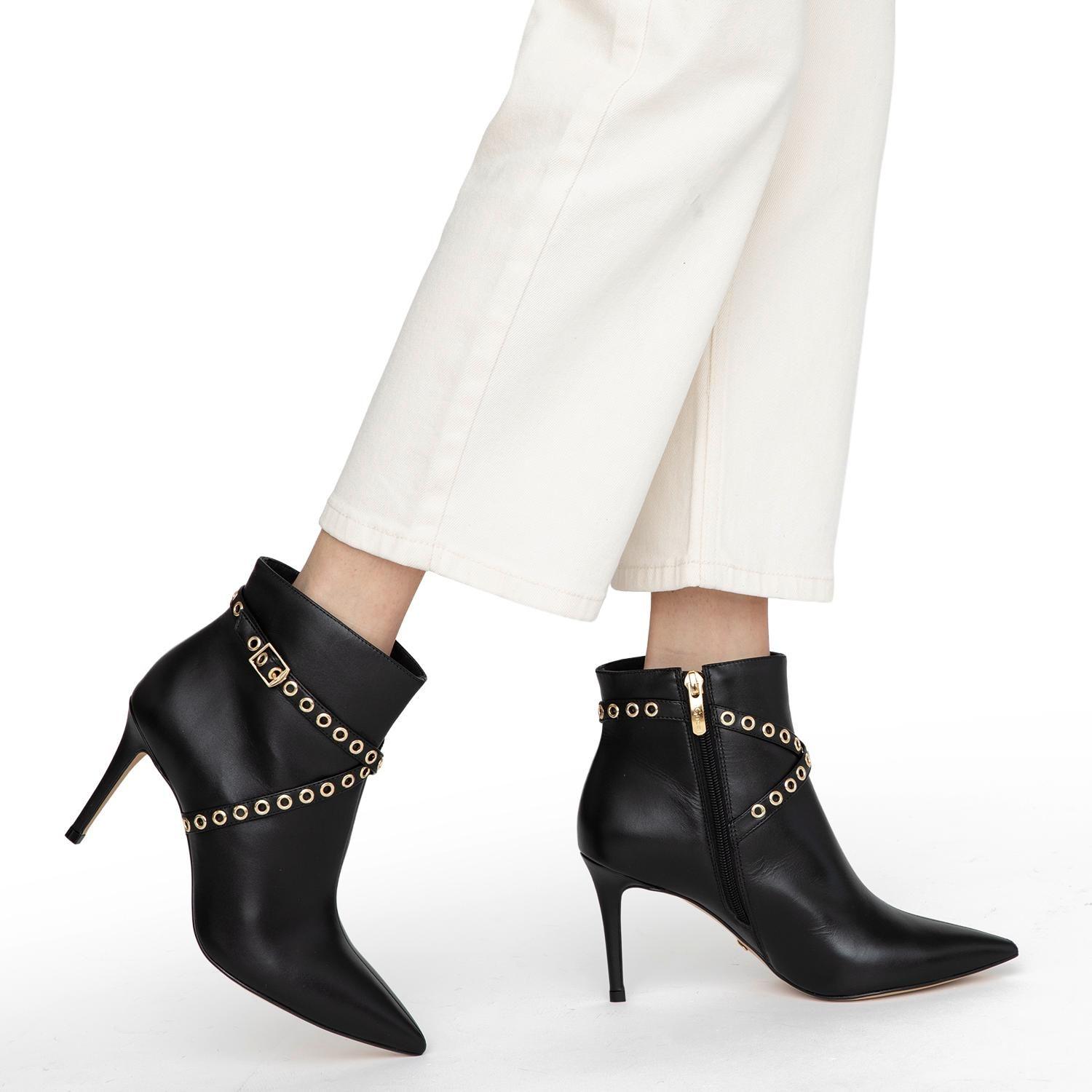 Botin de cuero mujer Gacel negro Rania-1