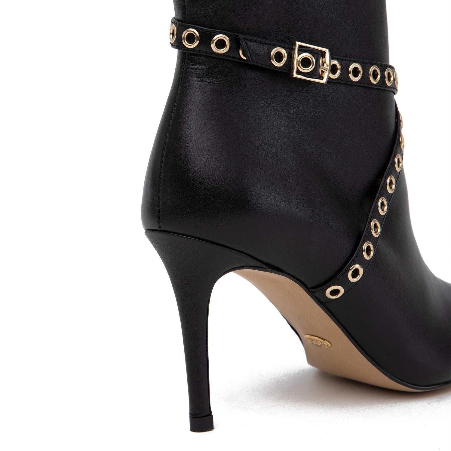 Botin de cuero mujer Gacel negro Rania-3