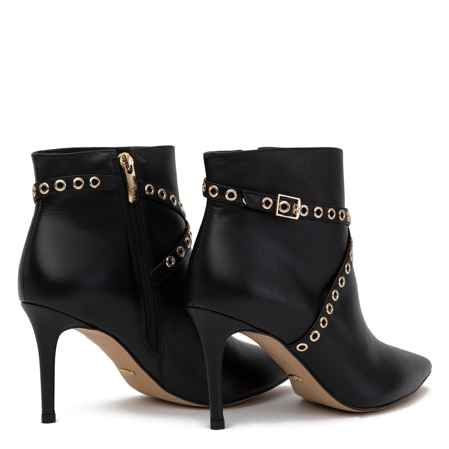 Botin de cuero mujer Gacel negro Rania-4