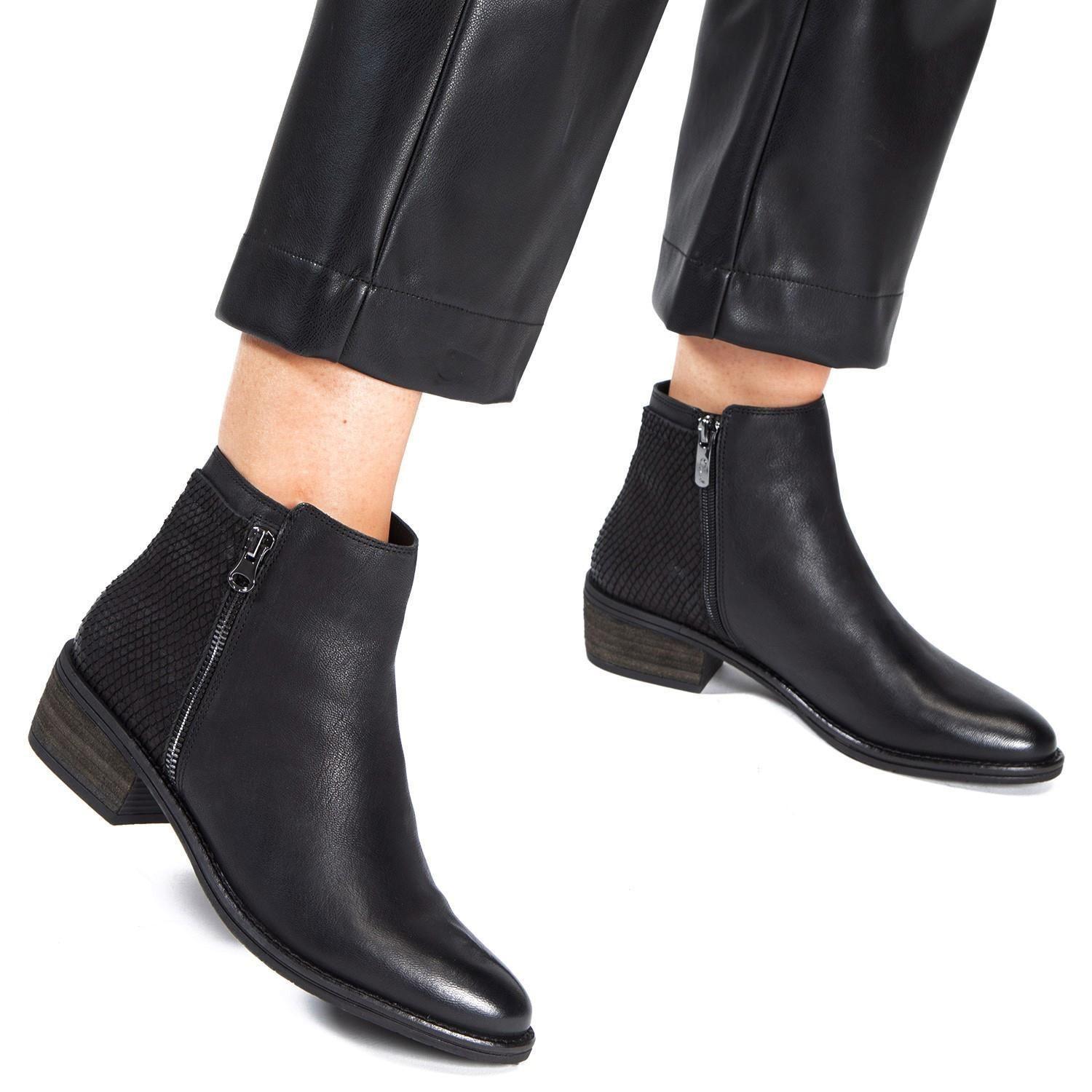 Botin de cuero mujer Gacel Negro Gina 0658592-1