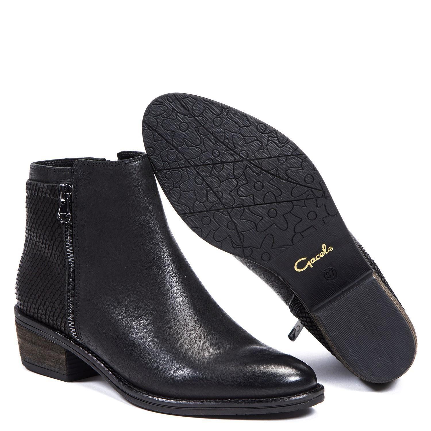 Botin de cuero mujer Gacel Negro Gina 0658592-3