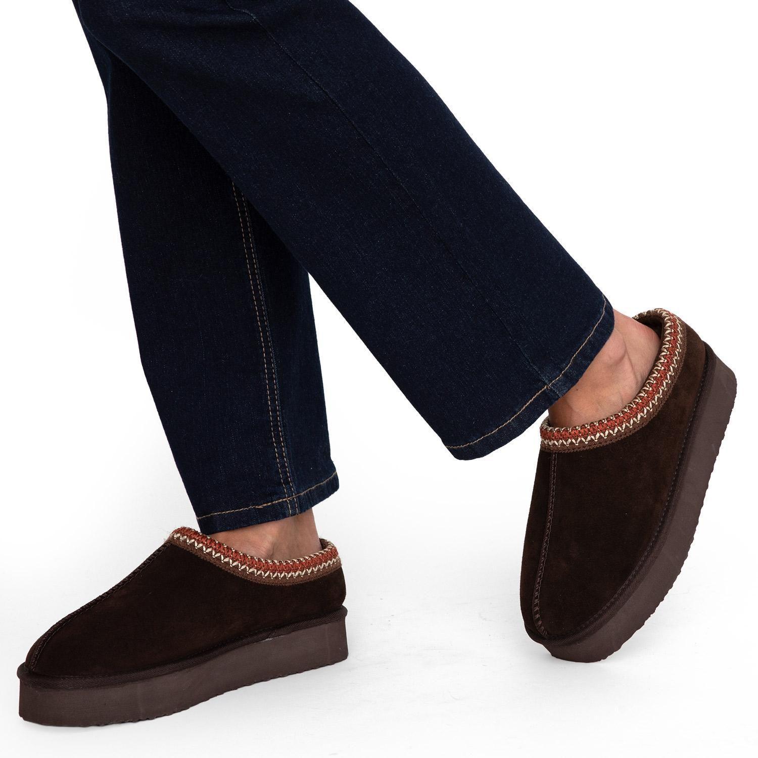 Pantufla de cuero mujer Gacel chocolate Casual PAT0009-1
