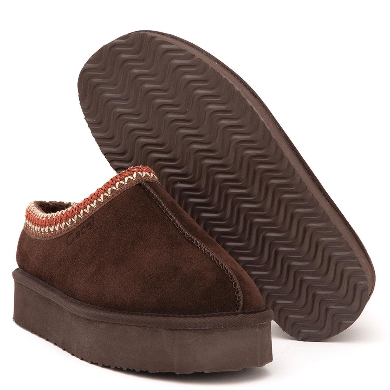 Pantufla de cuero mujer Gacel chocolate Casual PAT0009-3